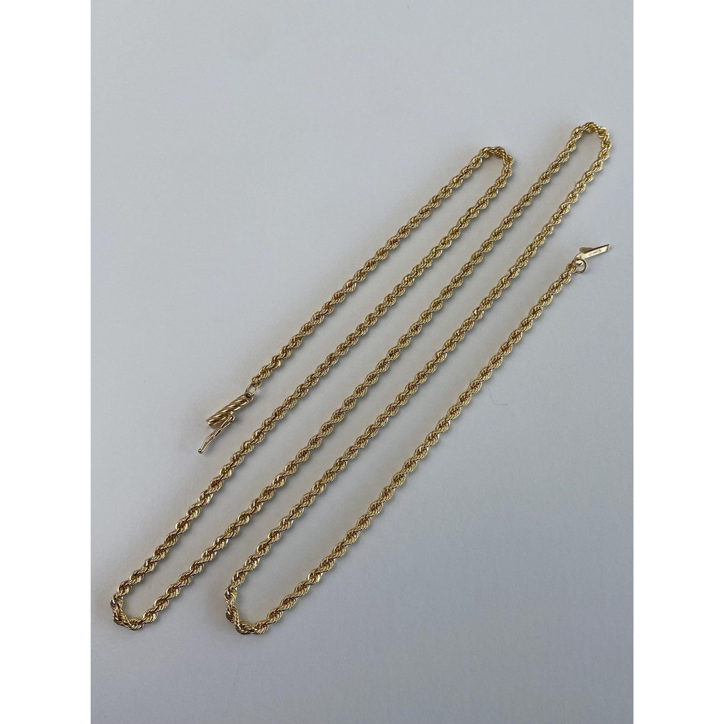 Vintage Solid 14k Yellow Gold Rope Chain Necklace - 24 inches