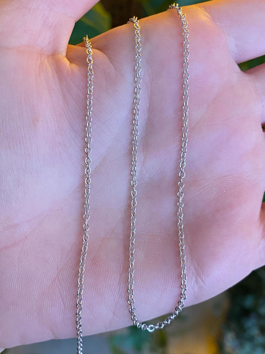 Vintage Solid 18k White Gold Cable Chain Necklace - 16.75 inches