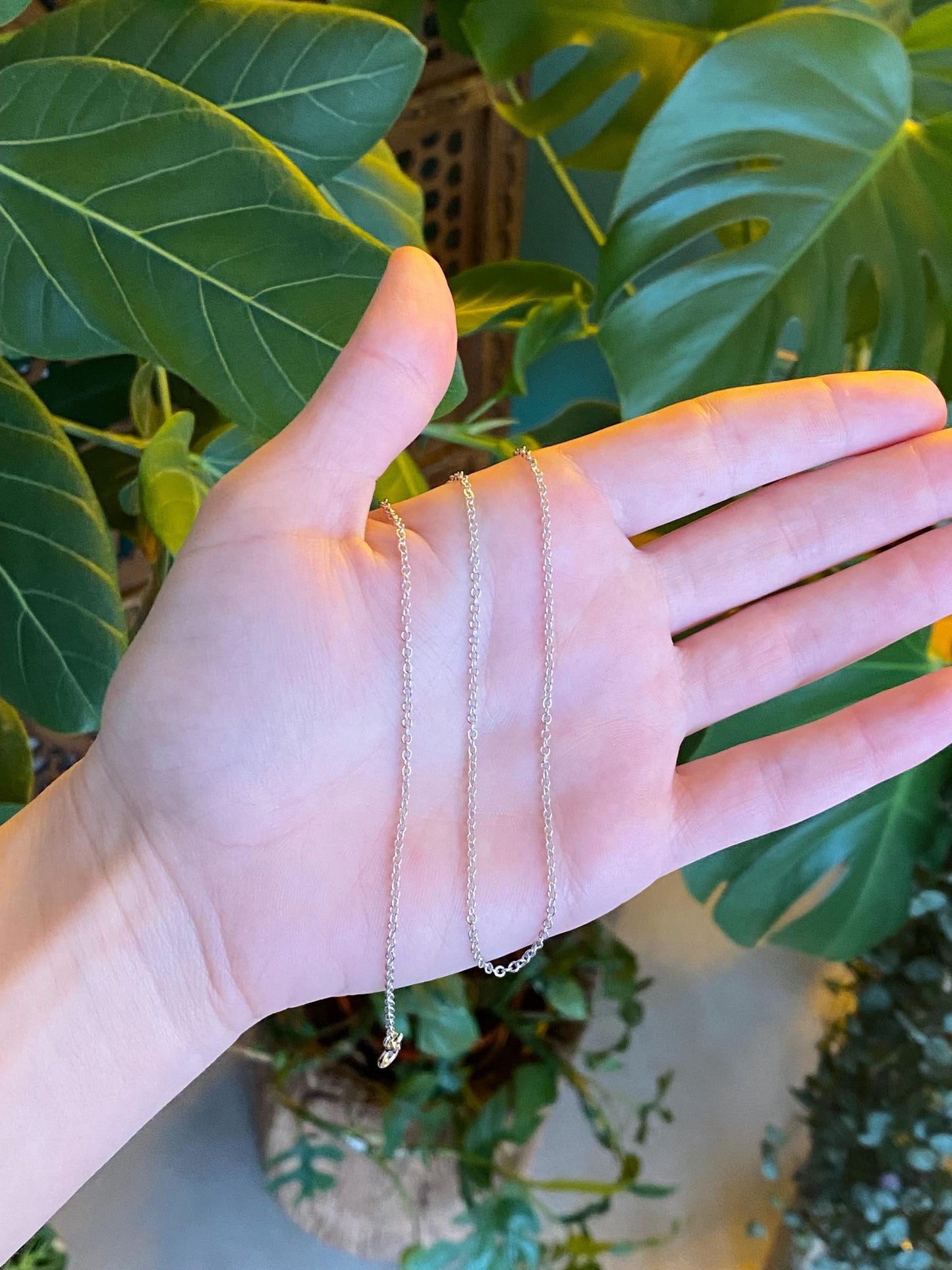 Vintage Solid 18k White Gold Cable Chain Necklace - 16.75 inches