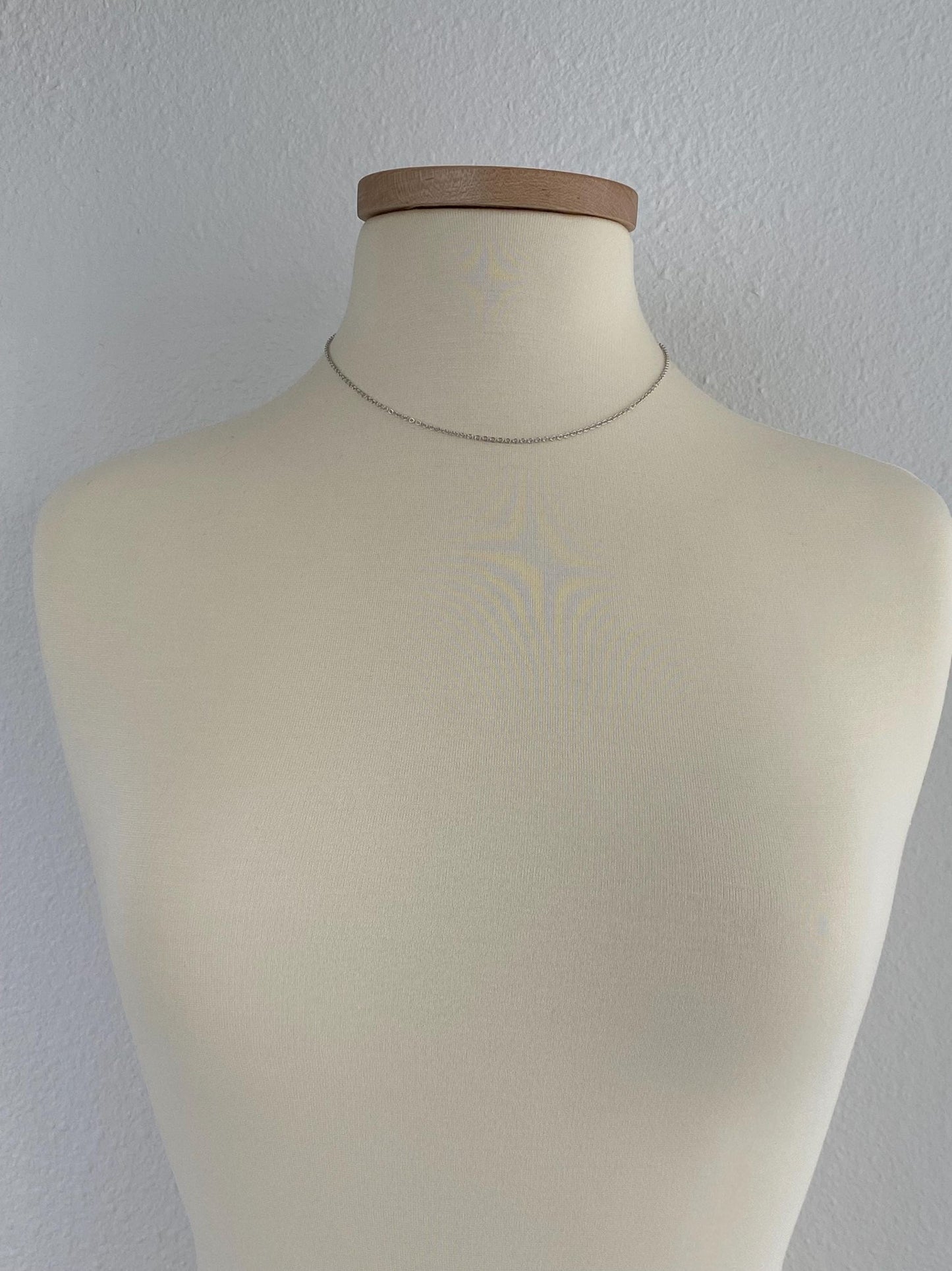 Vintage Solid 18k White Gold Cable Chain Necklace - 16.75 inches