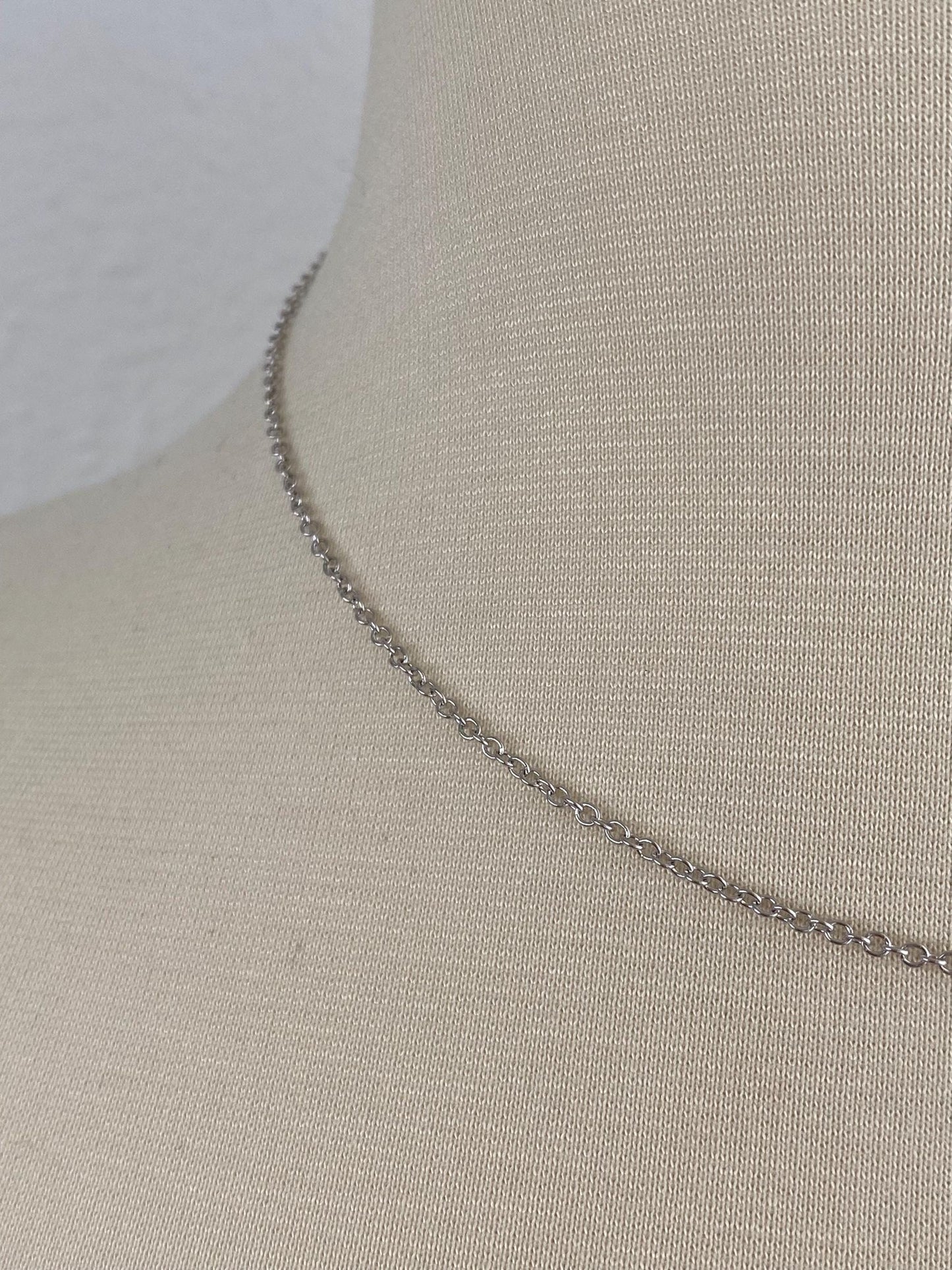 Vintage Solid 18k White Gold Cable Chain Necklace - 16.75 inches