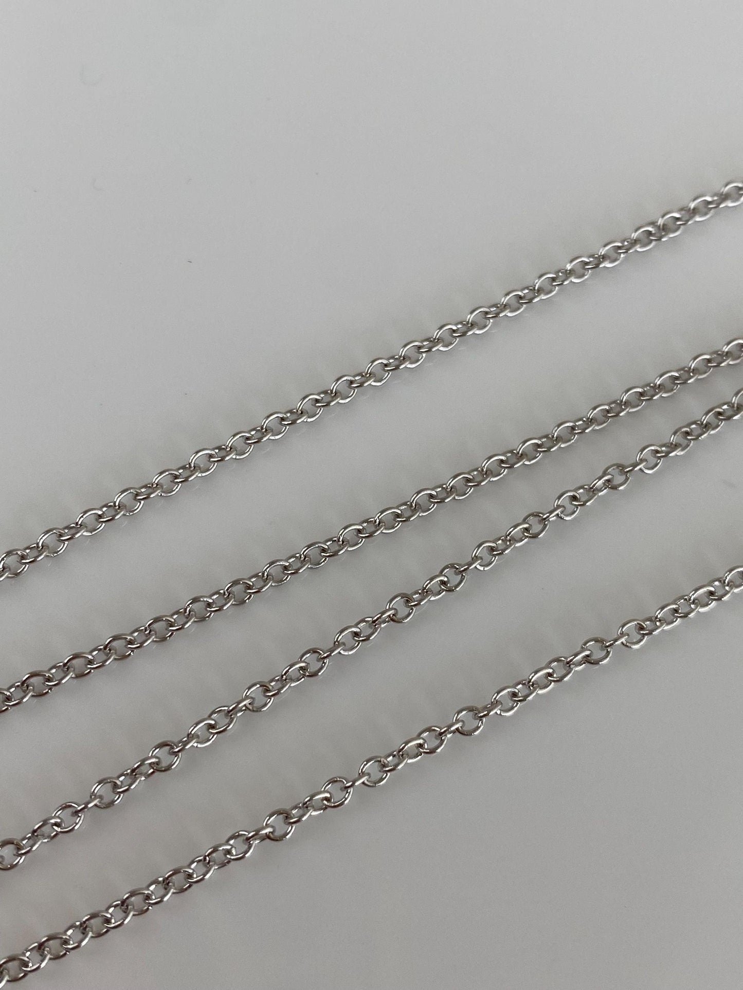 Vintage Solid 18k White Gold Cable Chain Necklace - 16.75 inches