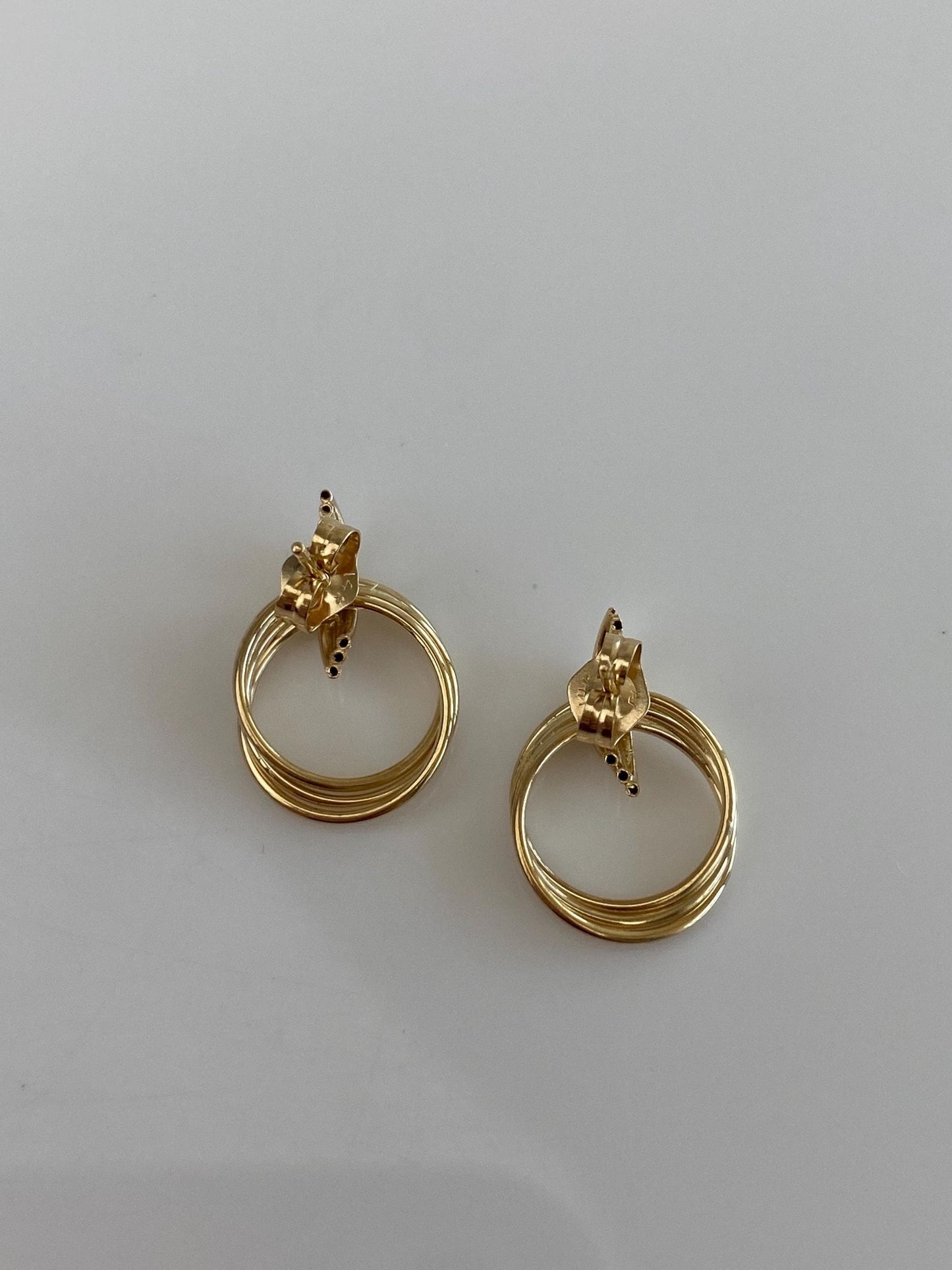 Vintage Solid 14k Yellow Layered Stud Earrings
