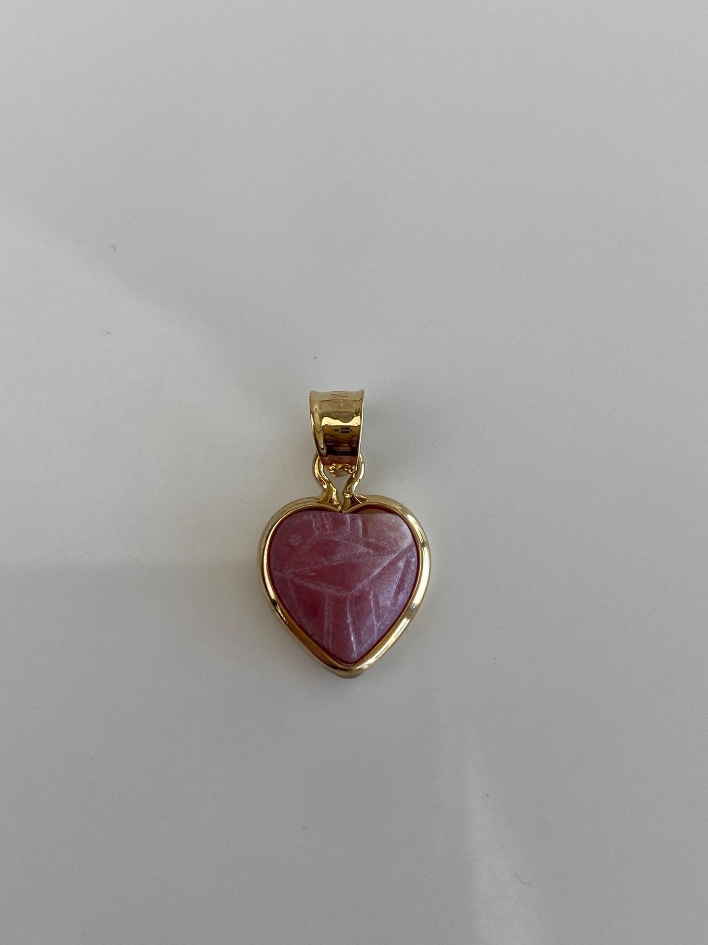 Vintage Solid 14k Yellow Gold Carved Rhodolite Heart Charm