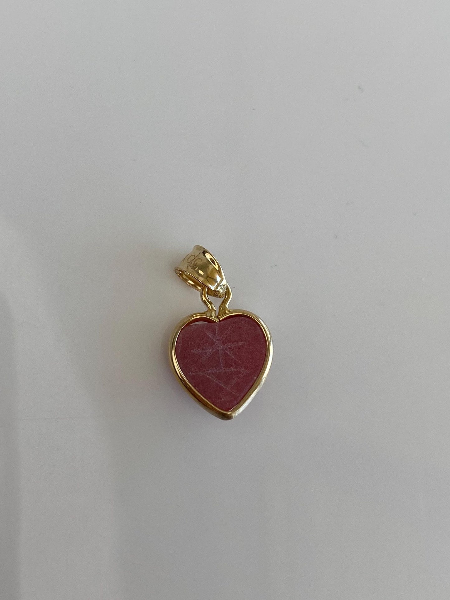 Vintage Solid 14k Yellow Gold Carved Rhodolite Heart Charm