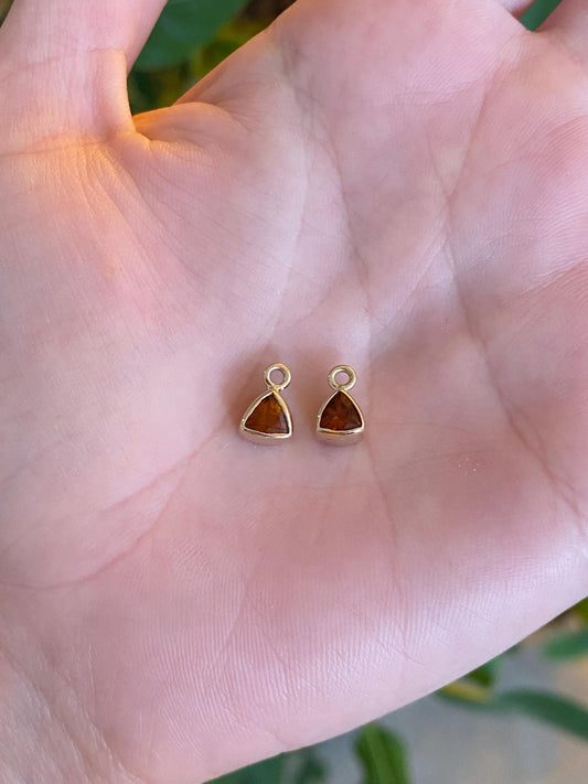 Vintage Solid 14k Yellow Gold Citrine Triangle Earring Jackets
