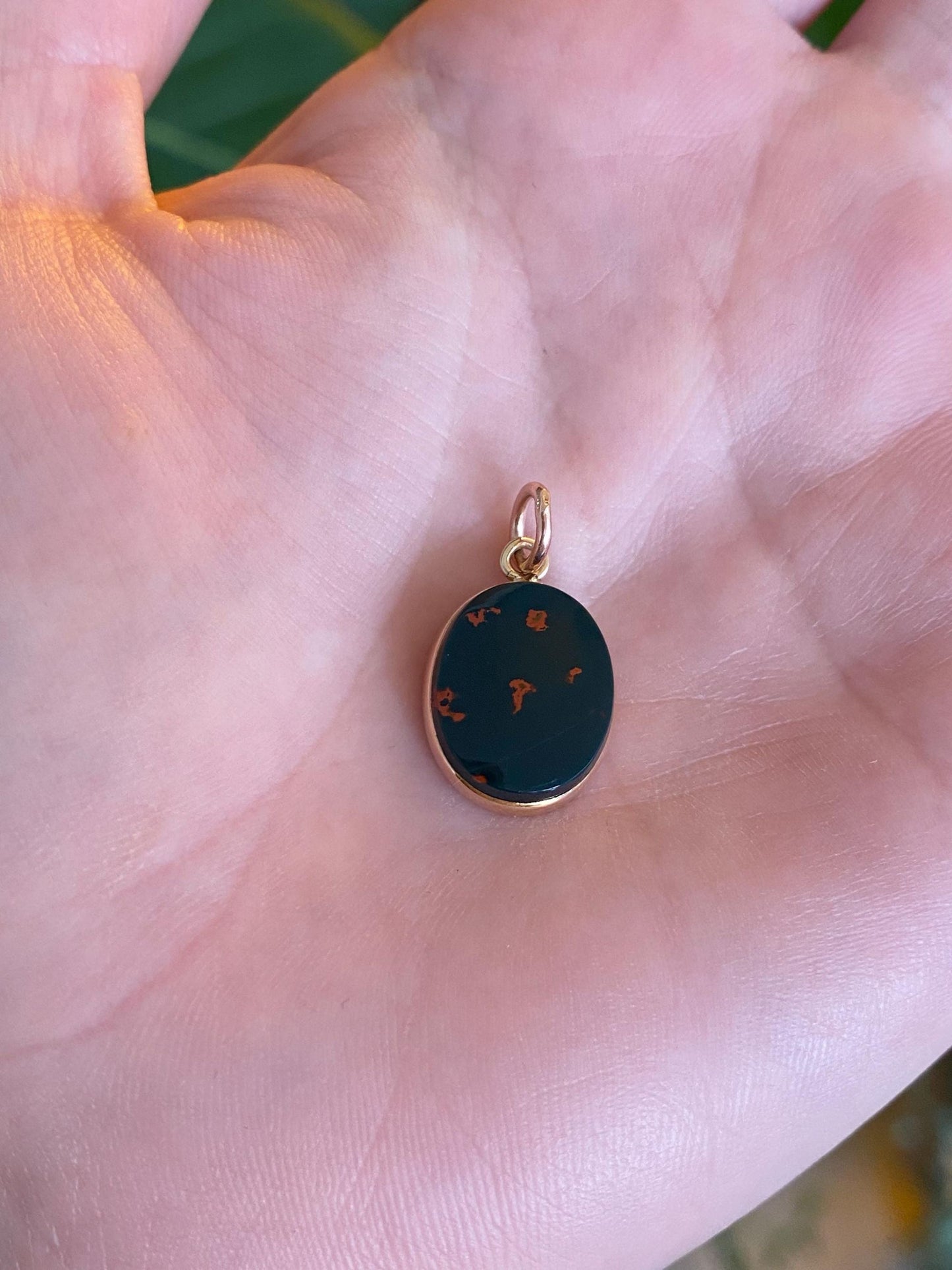 Vintage Solid 14k Rose Gold Bloodstone Charm