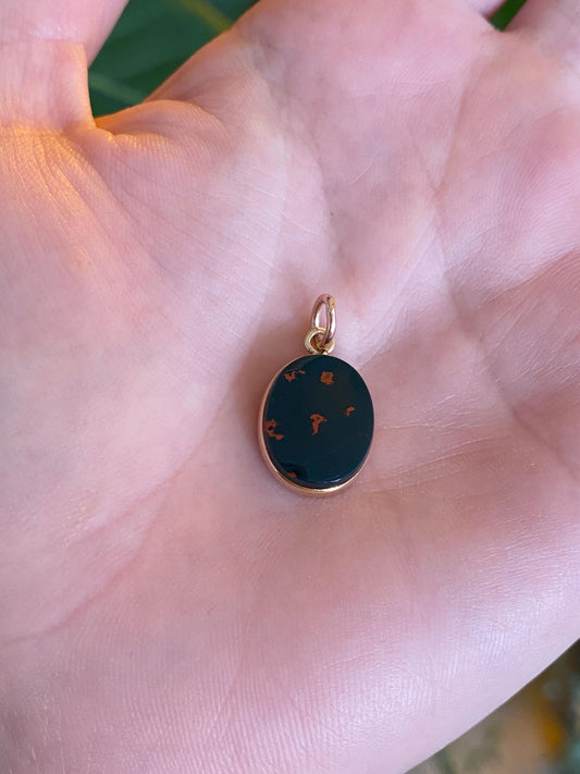 Vintage Solid 14k Rose Gold Bloodstone Charm
