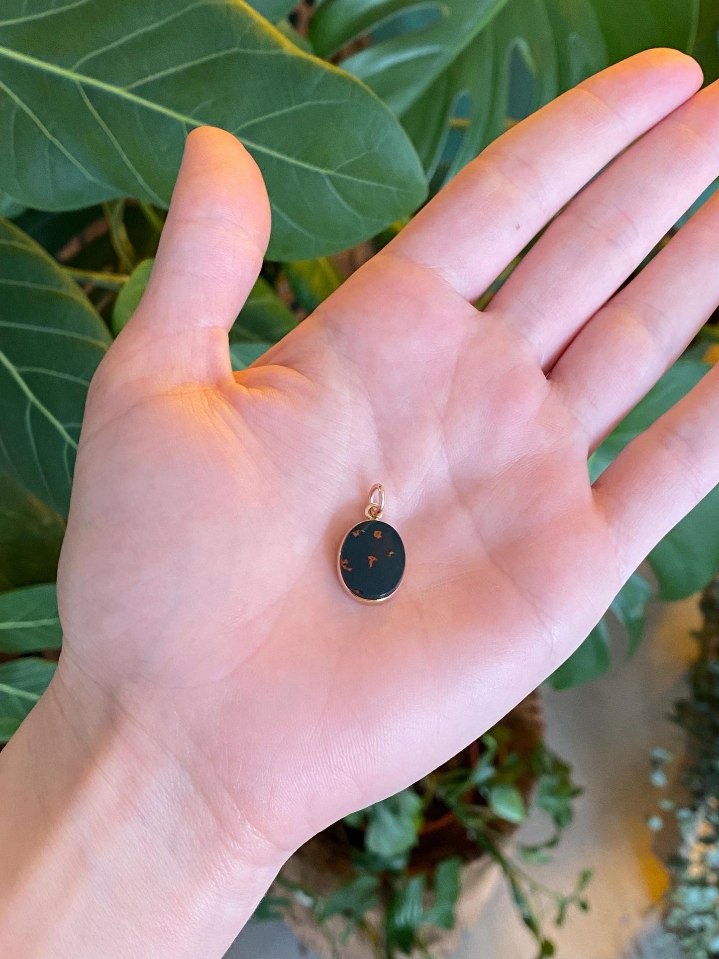 Vintage Solid 14k Rose Gold Bloodstone Charm