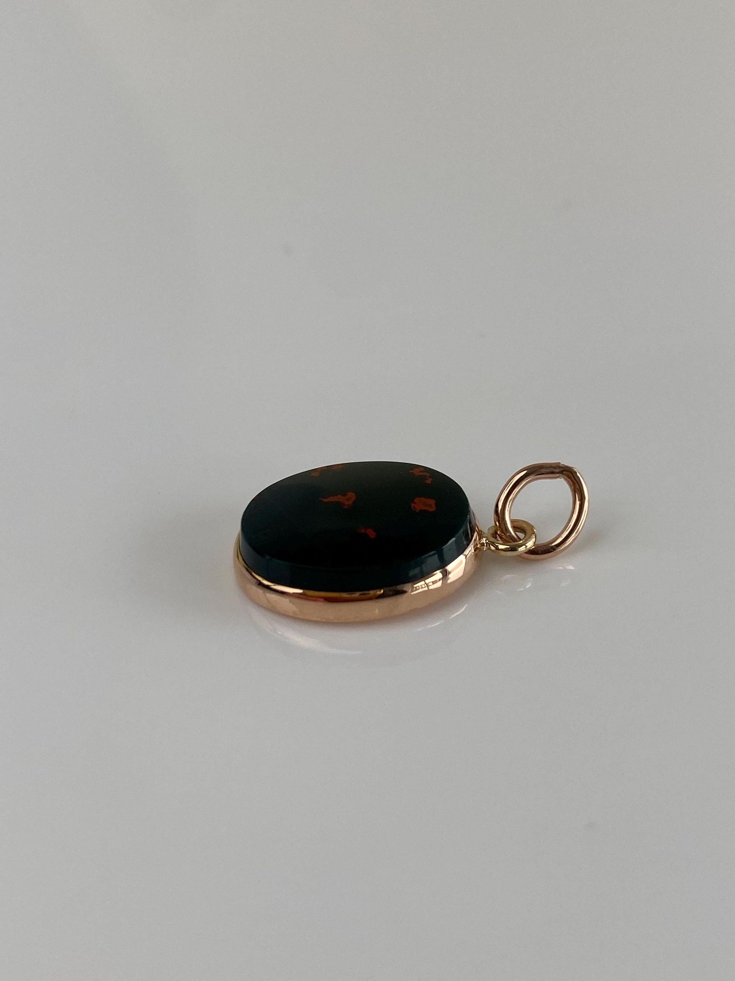 Vintage Solid 14k Rose Gold Bloodstone Charm