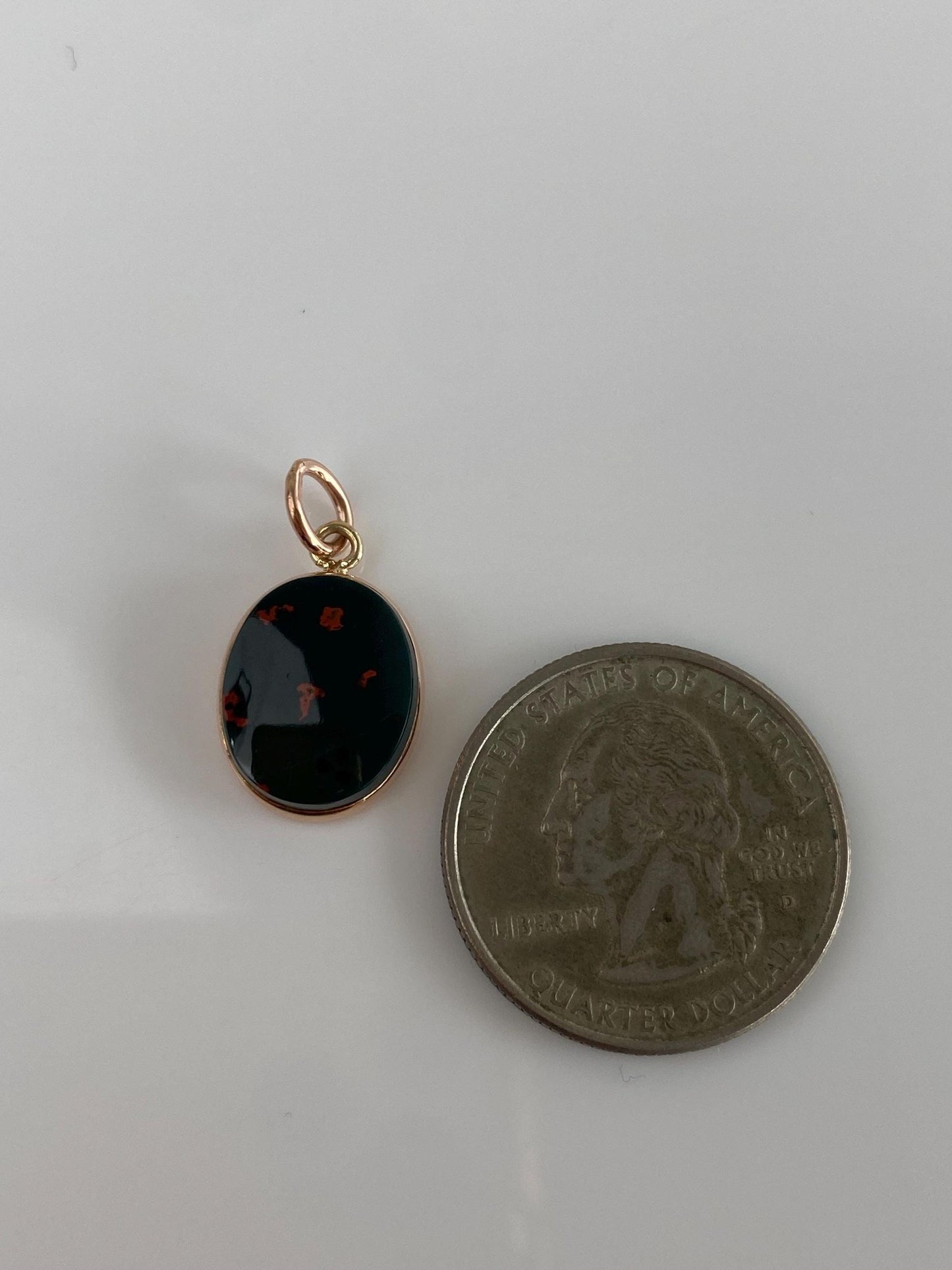 Vintage Solid 14k Rose Gold Bloodstone Charm