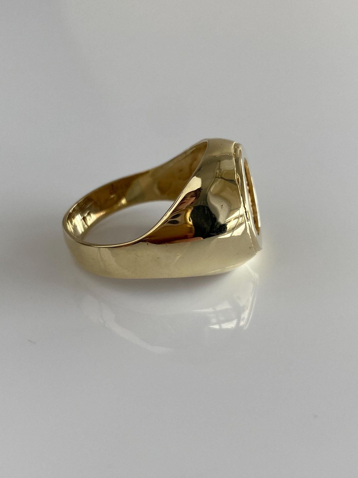 Vintage Solid 10k Yellow Gold Mexican Dos Peso Gold Coin Ring - Size 9.75