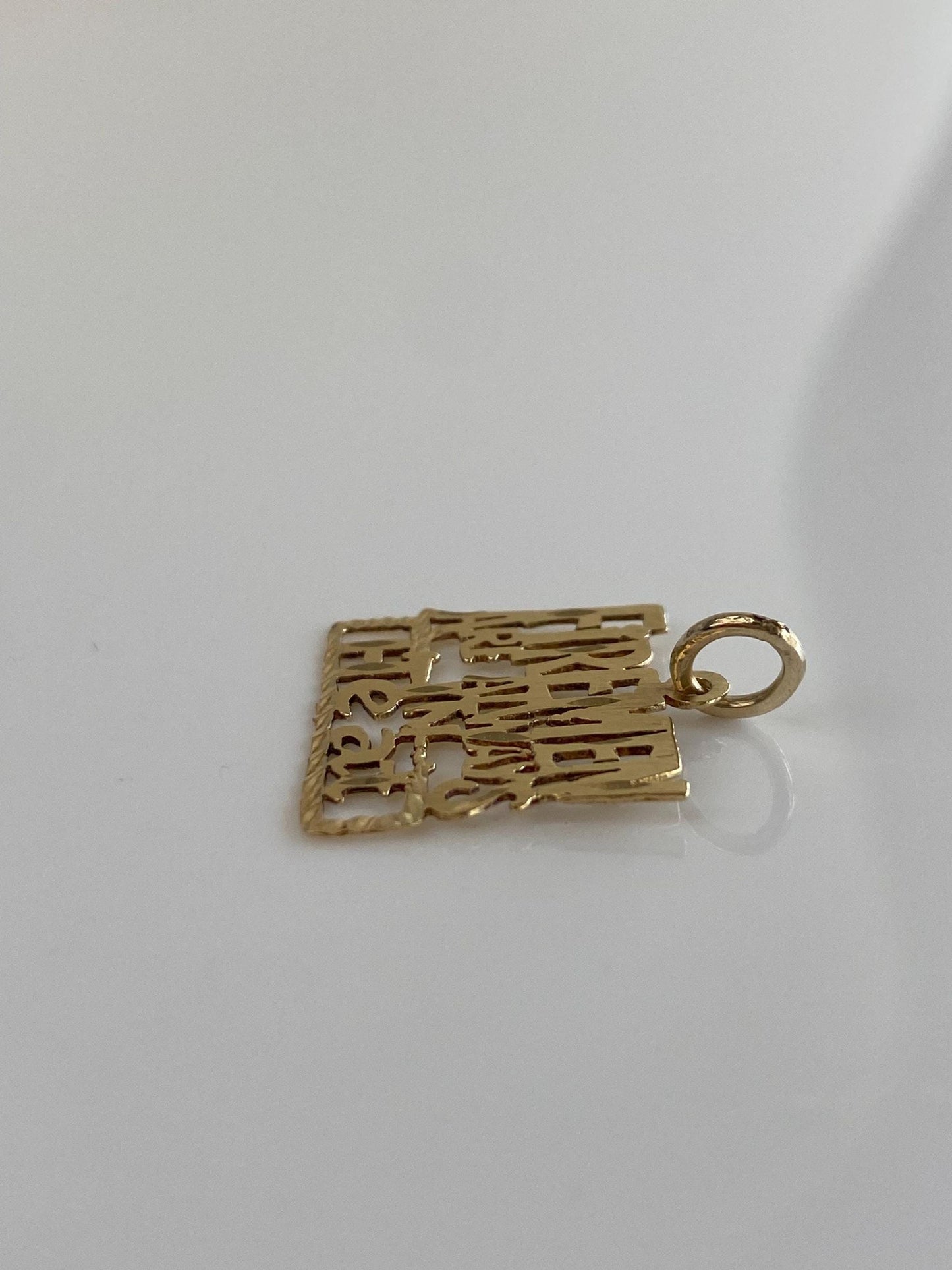 Vintage Solid 14k Yellow Gold Diamond Cut 'Firemen Are Always in Heat' Charm