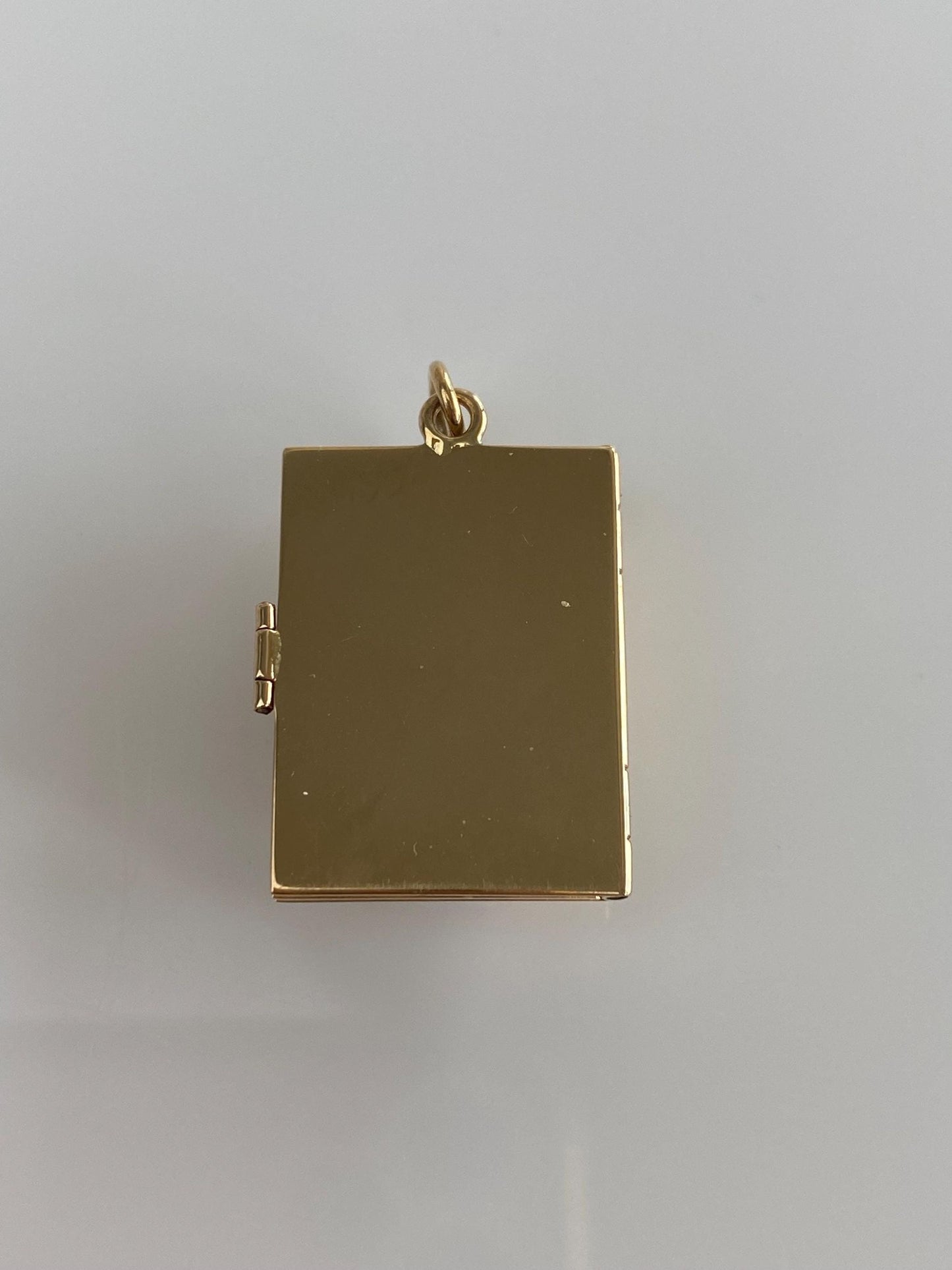 Vintage Solid 14k Yellow Gold Painted Cameo Locket Book Charm