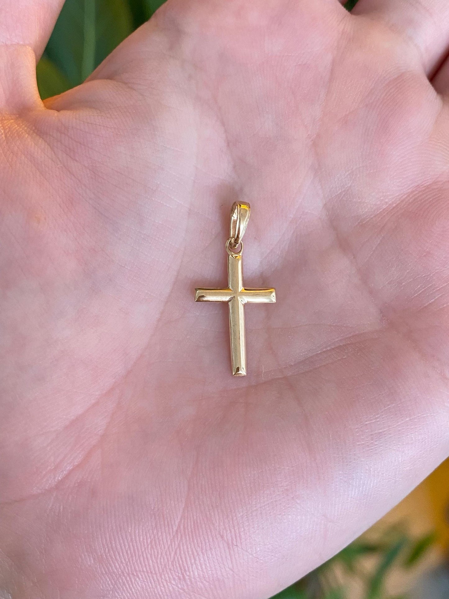 Vintage Solid 14k Yellow Gold Cross Charm