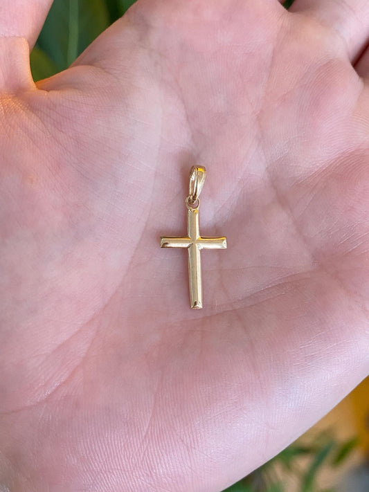 Vintage Solid 14k Yellow Gold Cross Charm