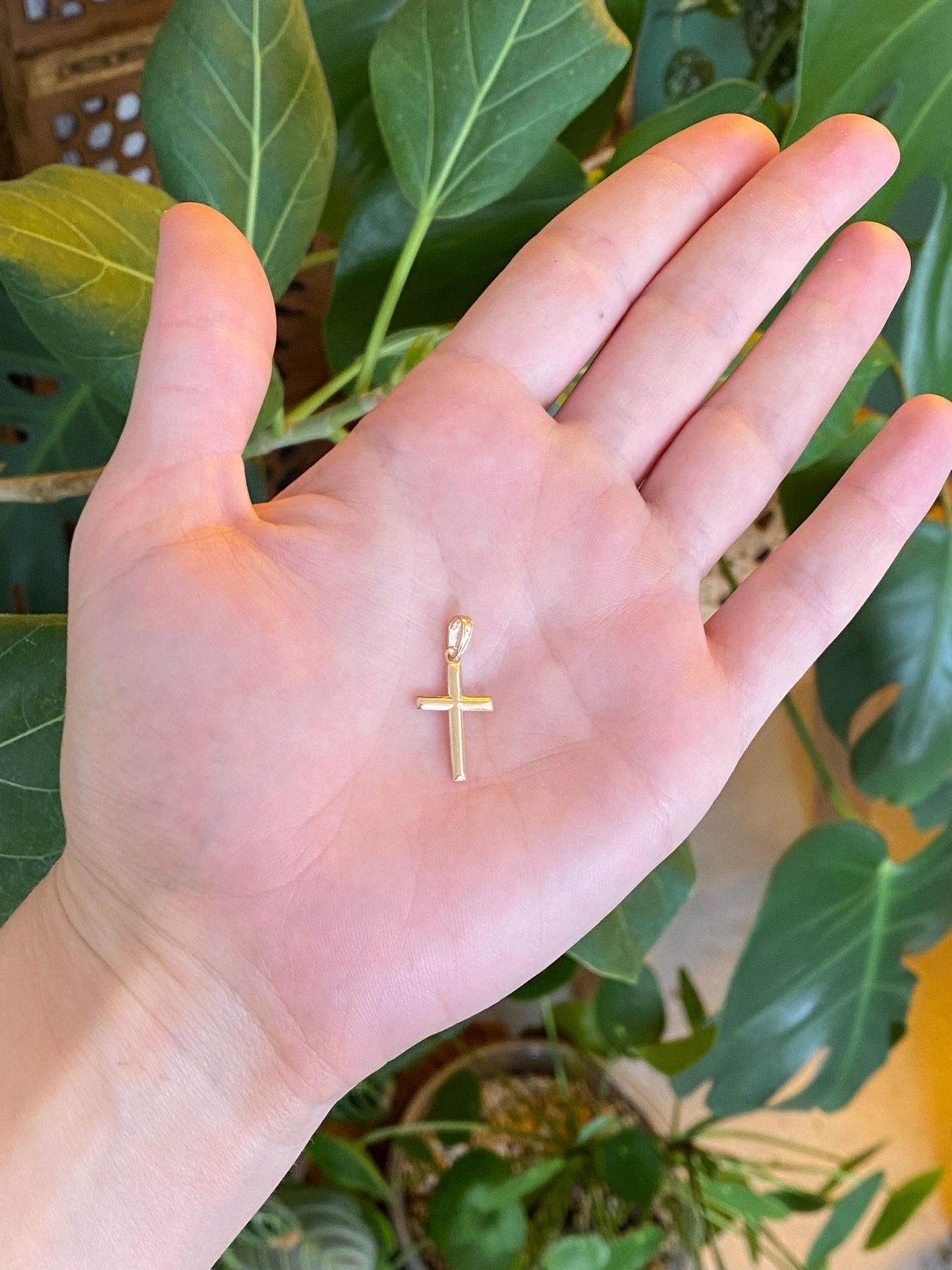 Vintage Solid 14k Yellow Gold Cross Charm