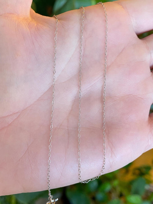 Vintage Solid 14k White Gold Dainty Cable Chain Necklace - 18.25 inches