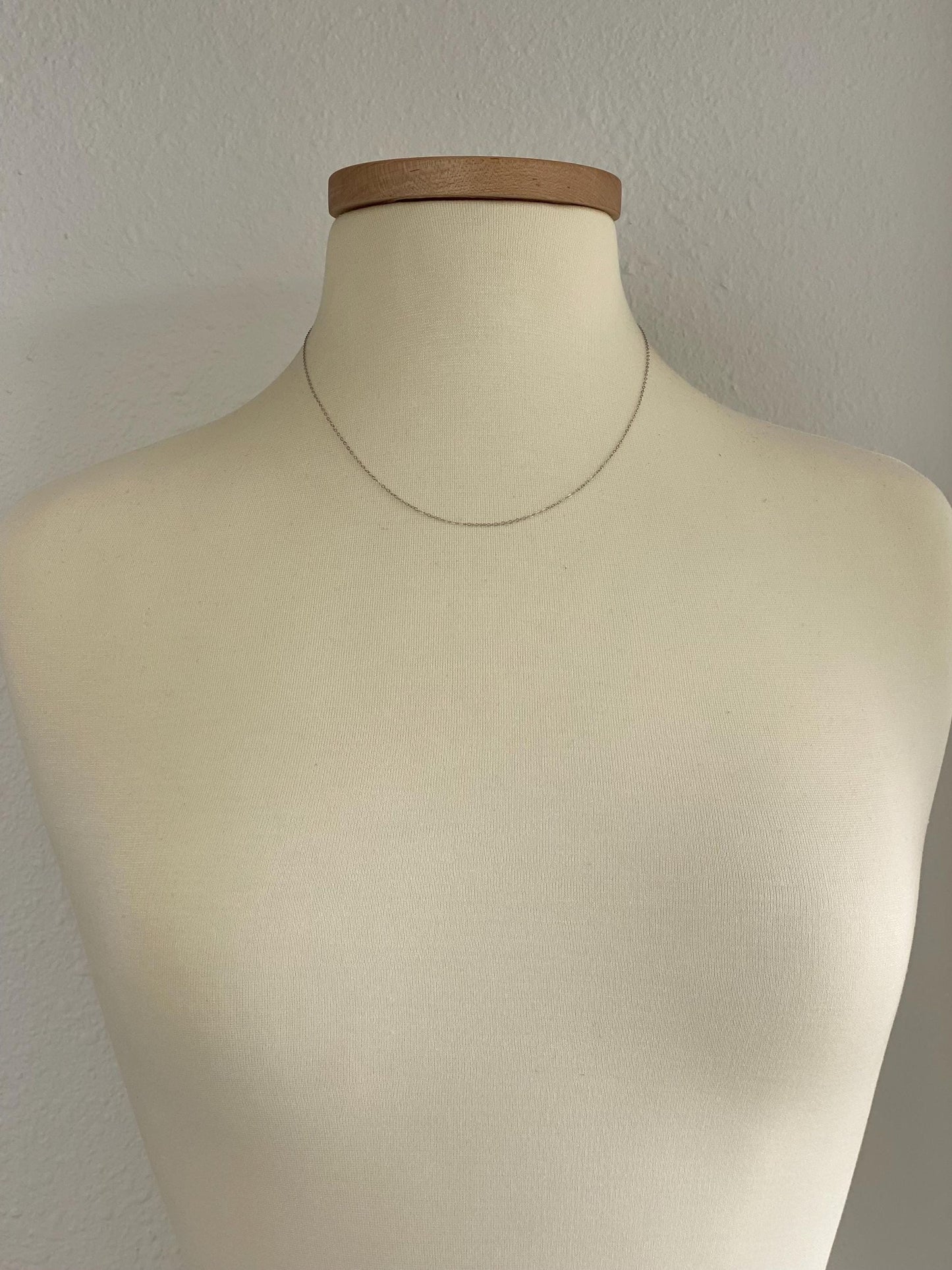 Vintage Solid 14k White Gold Dainty Cable Chain Necklace - 18.25 inches