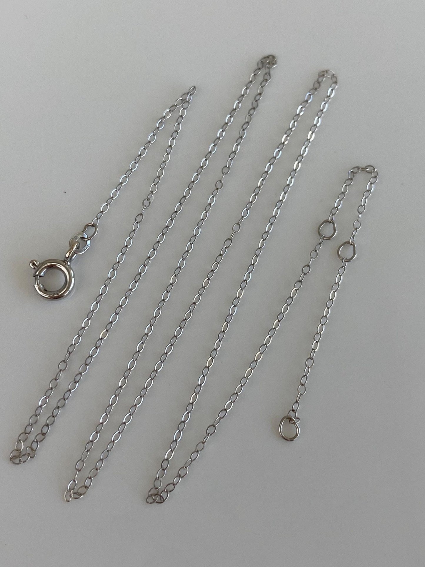 Vintage Solid 14k White Gold Dainty Cable Chain Necklace - 18.25 inches