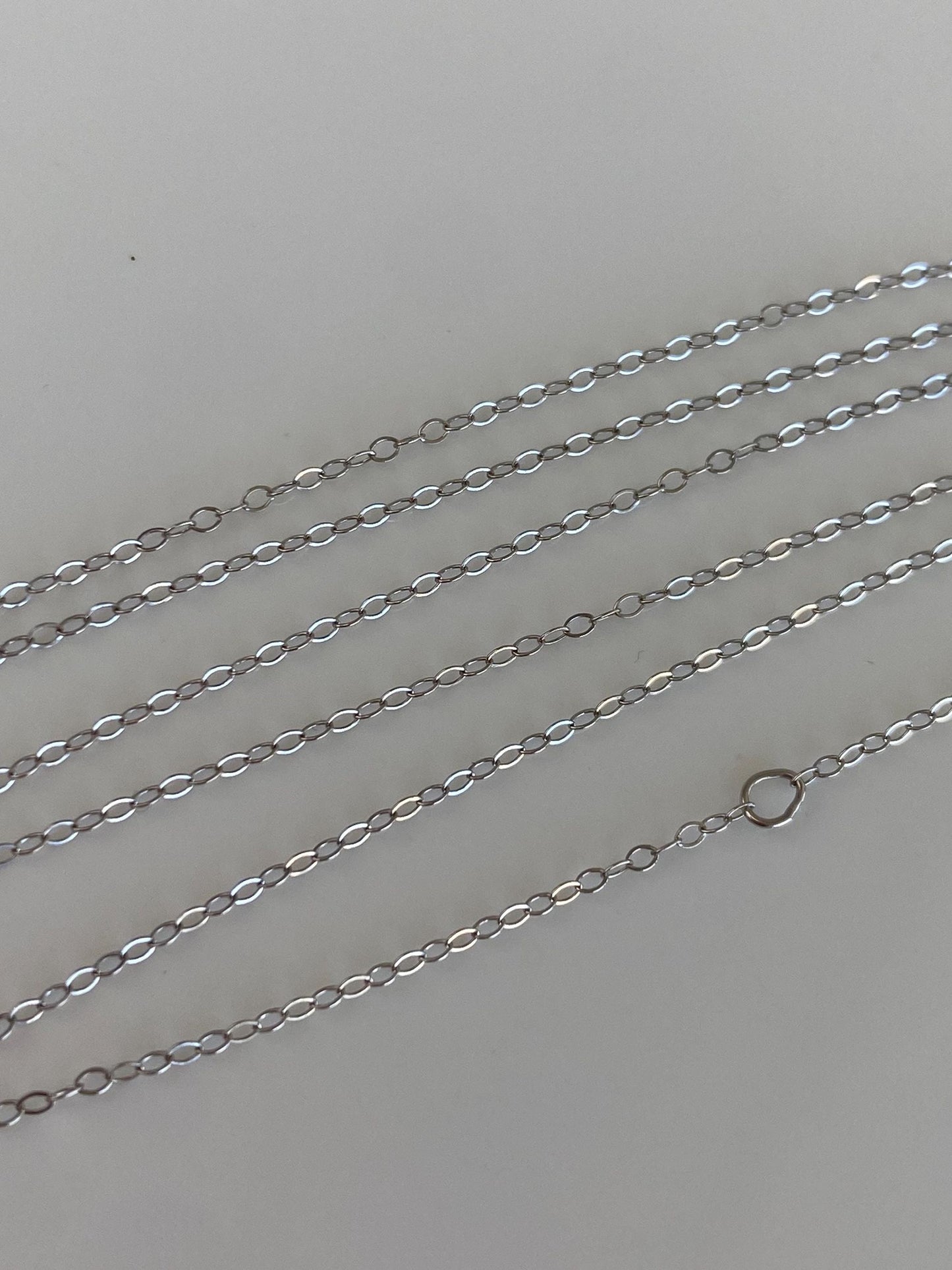 Vintage Solid 14k White Gold Dainty Cable Chain Necklace - 18.25 inches