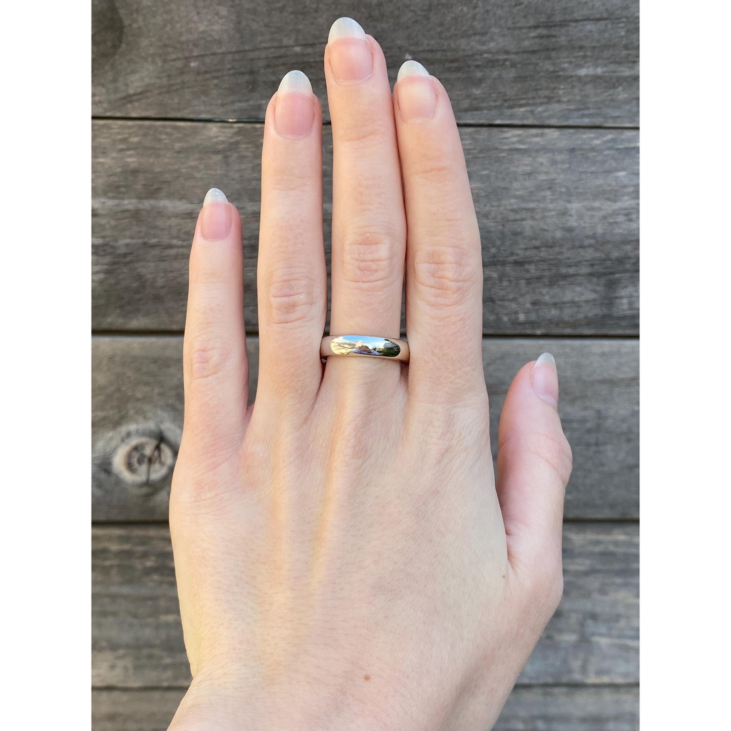 Vintage Solid 14k White Gold Ring Band - Size 8.75