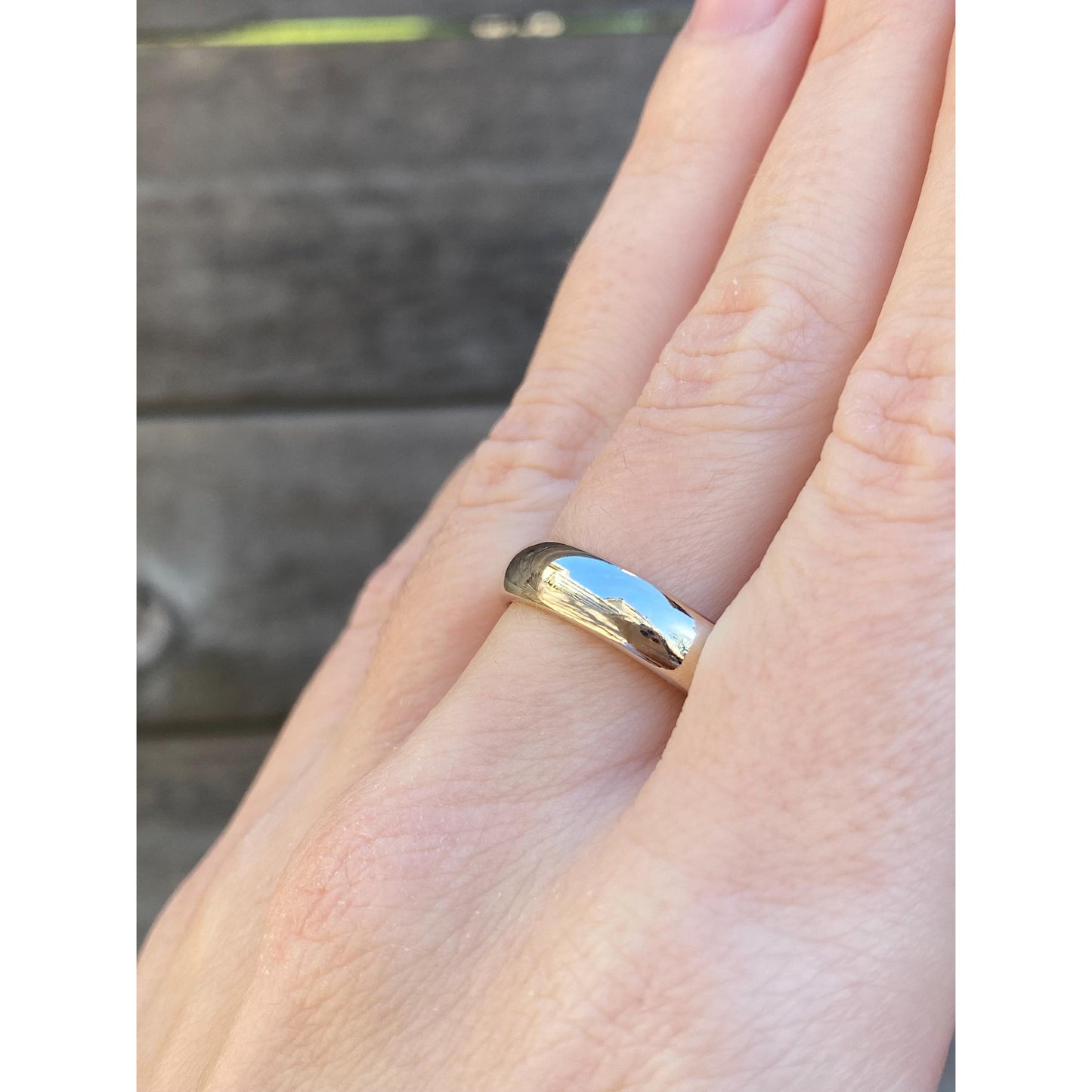 Vintage Solid 14k White Gold Ring Band - Size 8.75