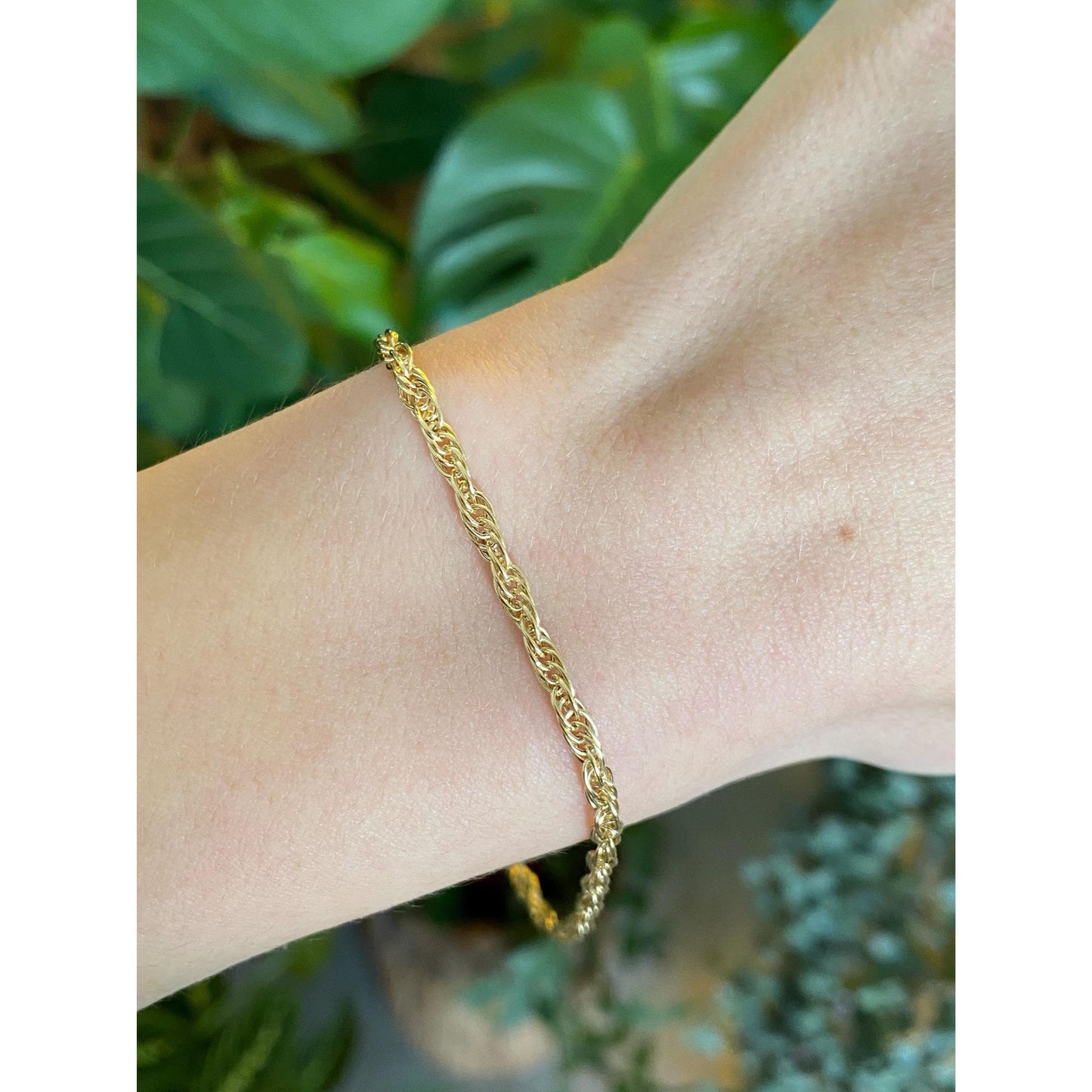 Vintage Solid 18k Yellow Gold Rope Chain Bracelet - 8.25 inches