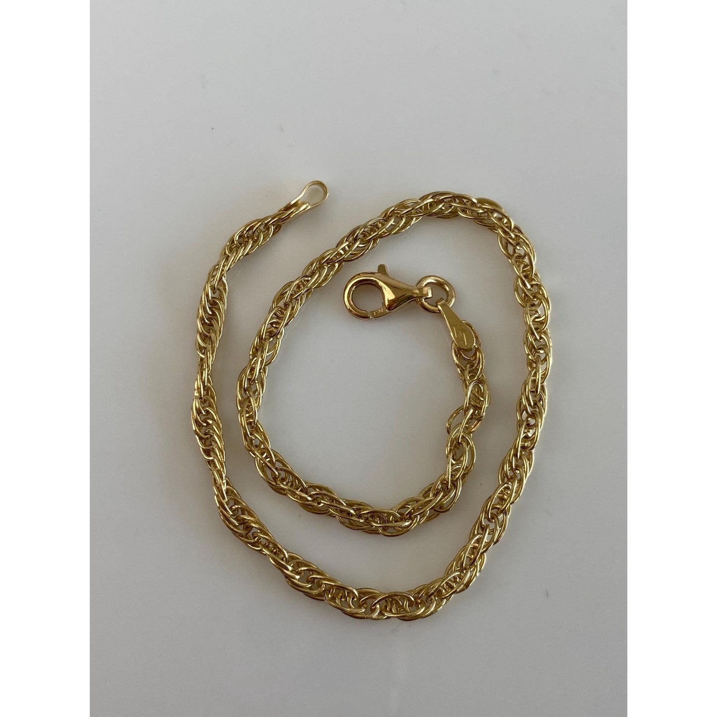 Vintage Solid 18k Yellow Gold Rope Chain Bracelet - 8.25 inches