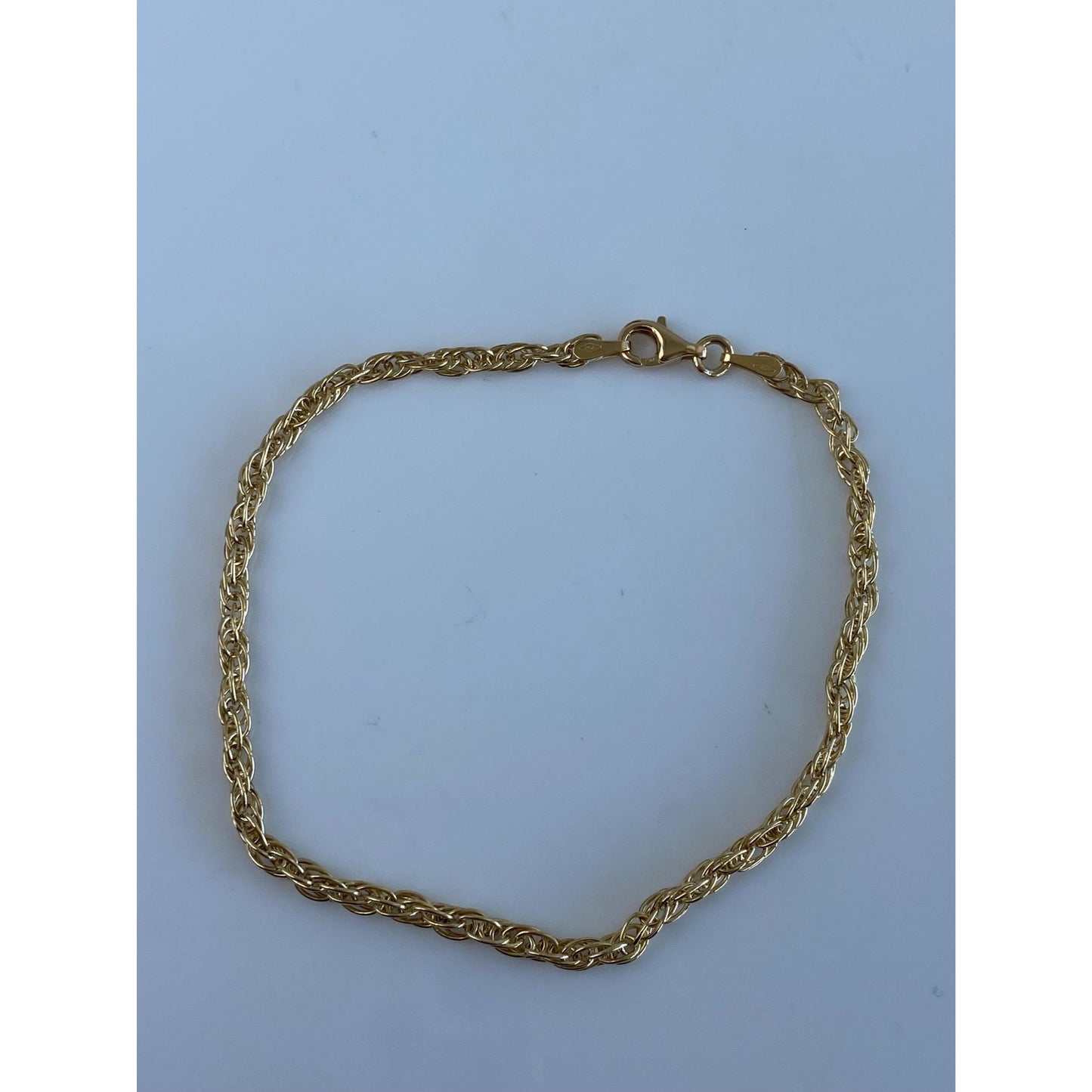 Vintage Solid 18k Yellow Gold Rope Chain Bracelet - 8.25 inches