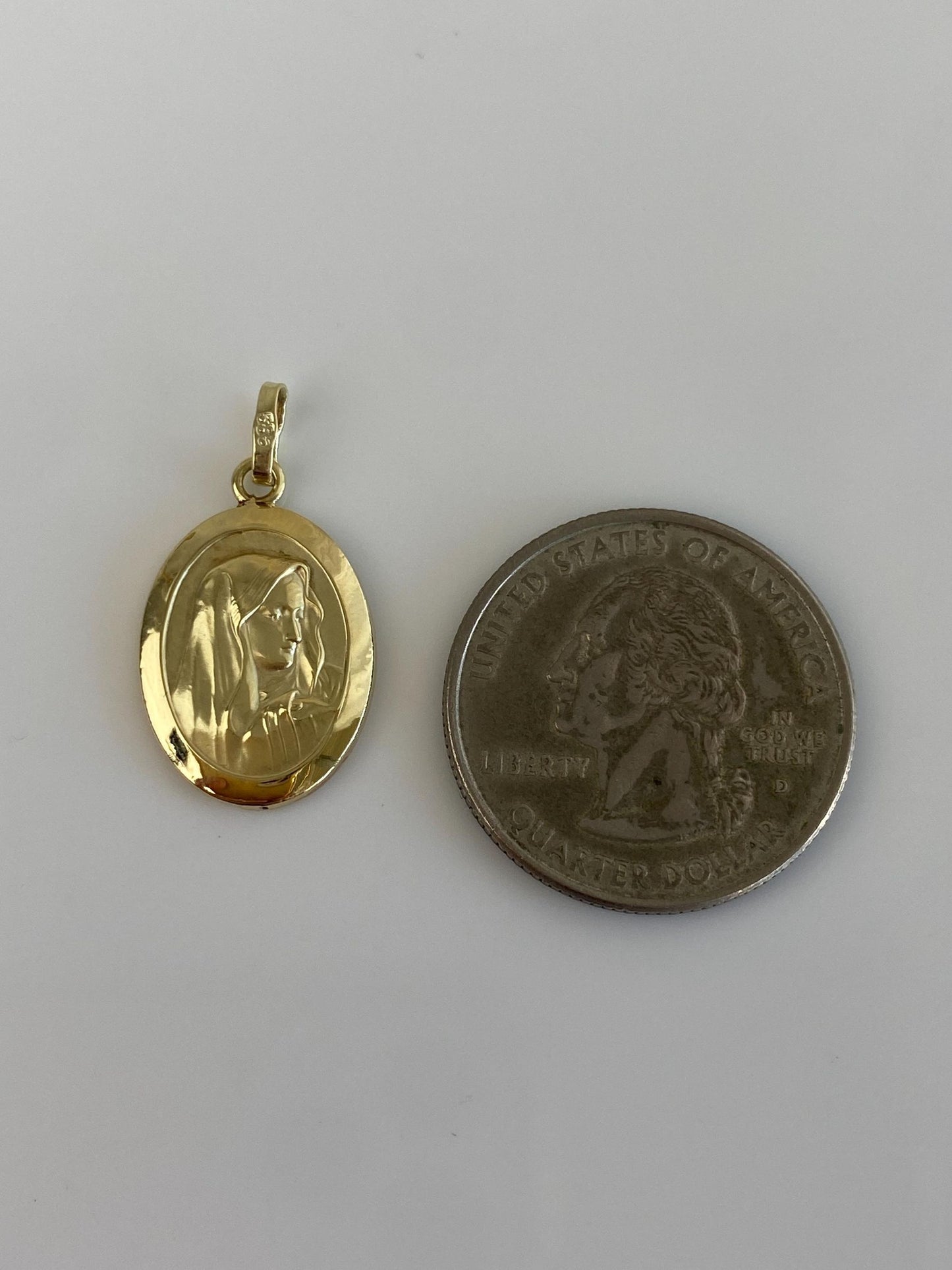 Vintage 14k Yellow Gold Virgin Mary Charm