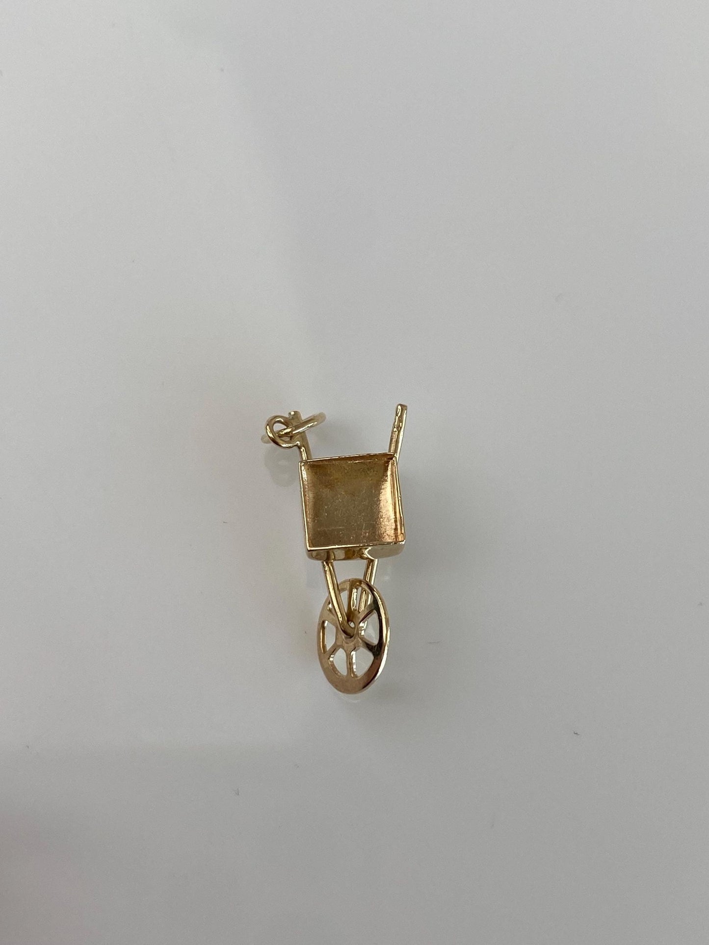 Vintage Solid 9k Yellow Gold Wheelbarrow Charm