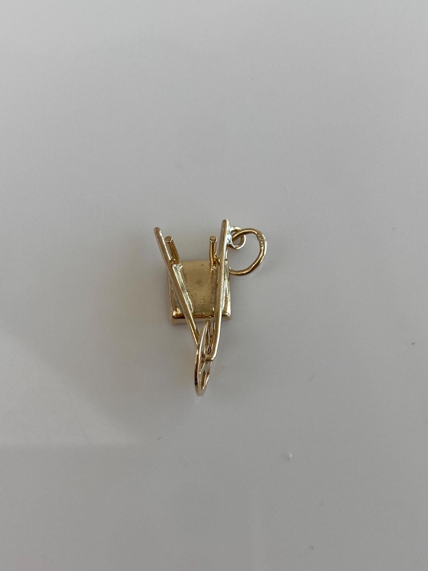 Vintage Solid 9k Yellow Gold Wheelbarrow Charm