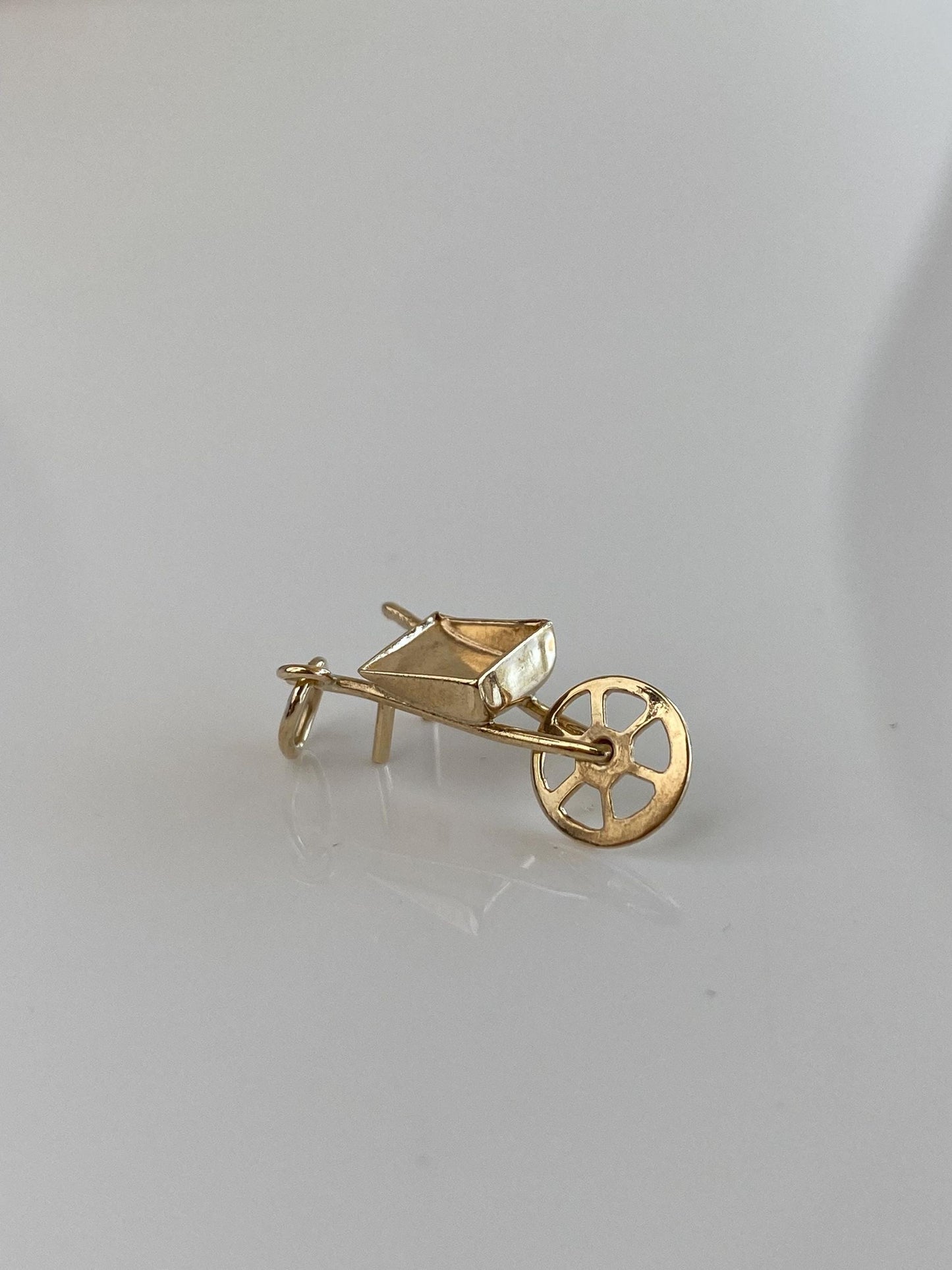 Vintage Solid 9k Yellow Gold Wheelbarrow Charm