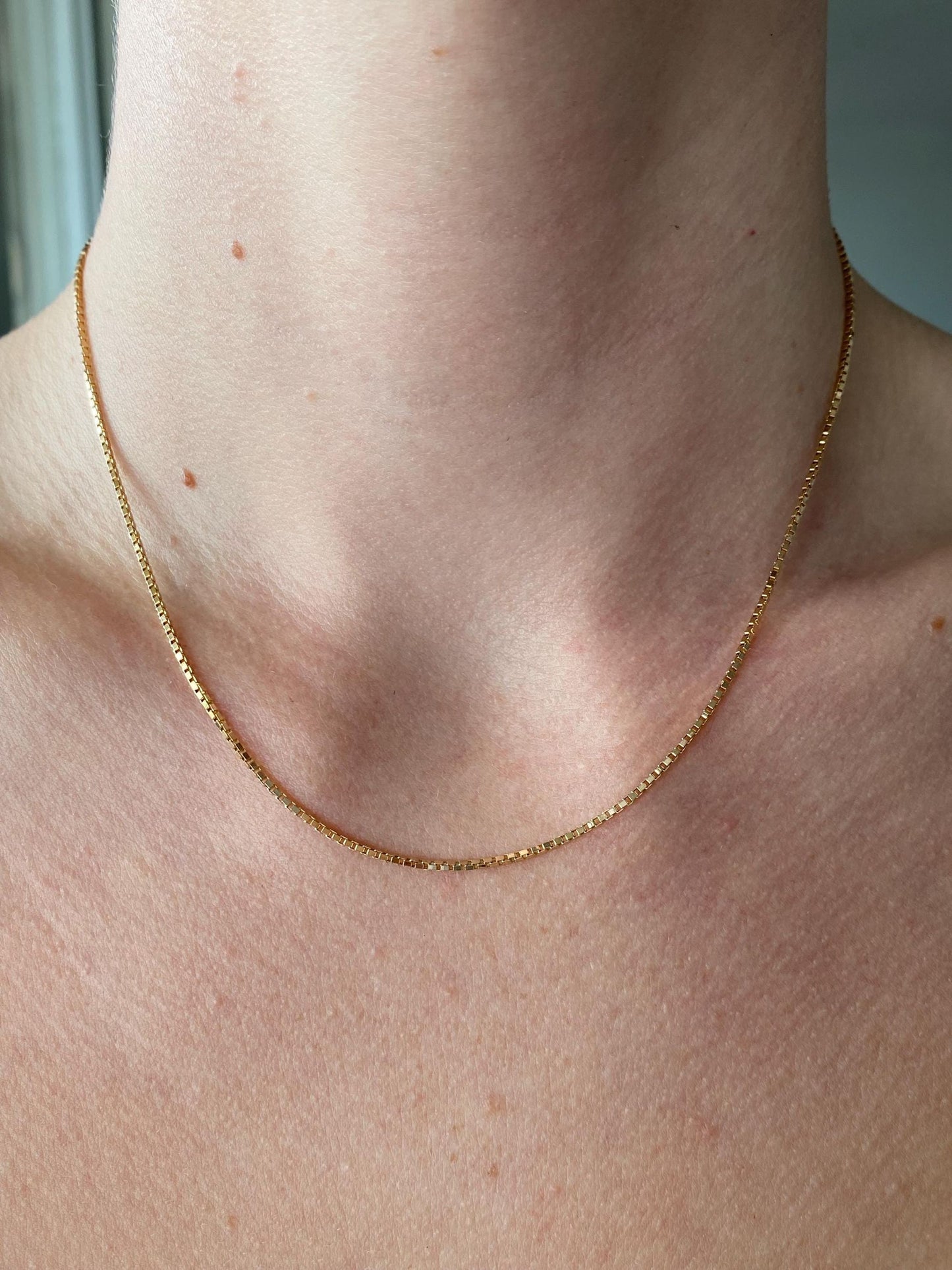 Vintage Solid 10k Yellow Gold Chunky Box Chain Necklace - 16.25 inches