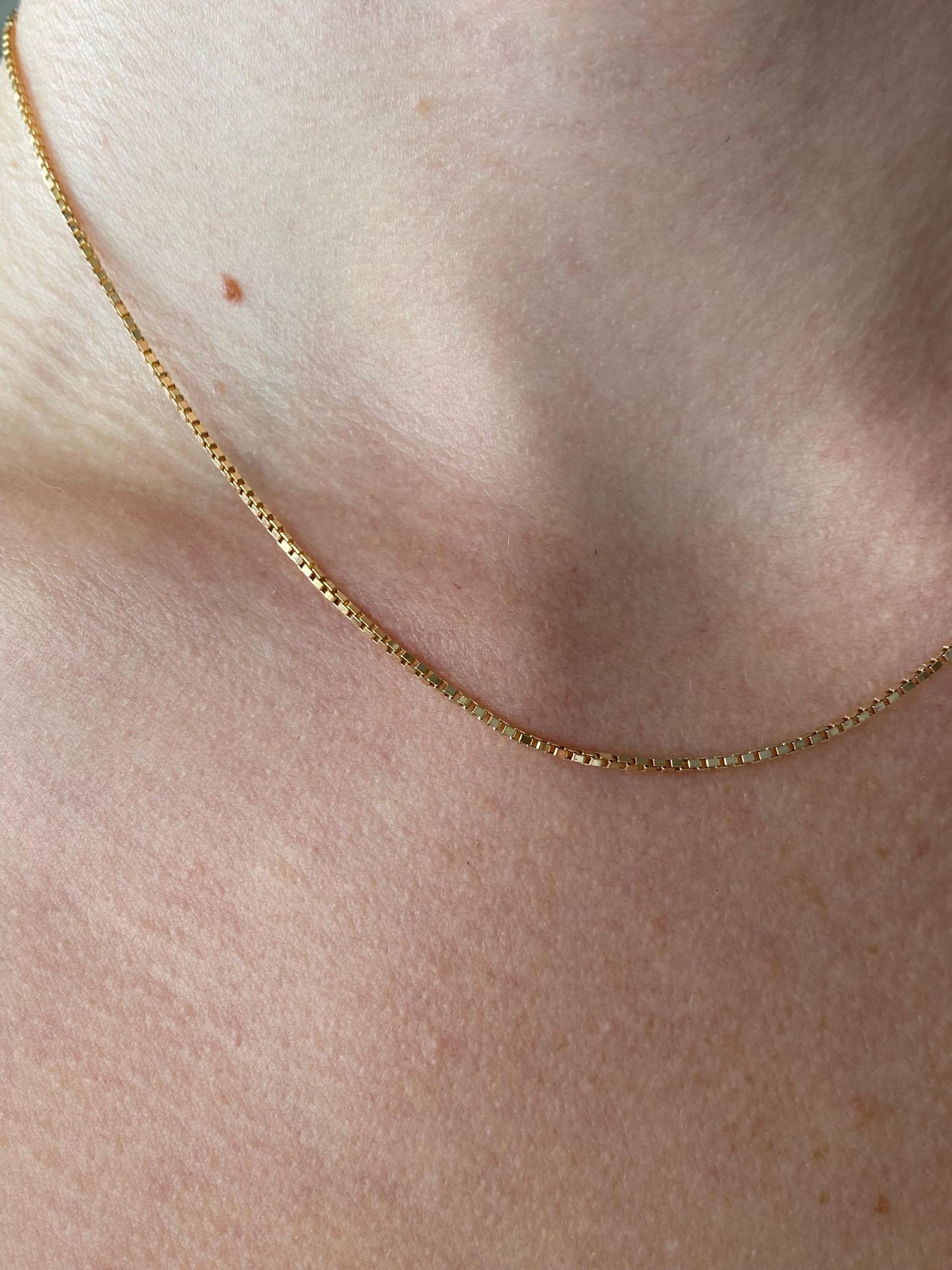 Vintage Solid 10k Yellow Gold Chunky Box Chain Necklace - 16.25 inches