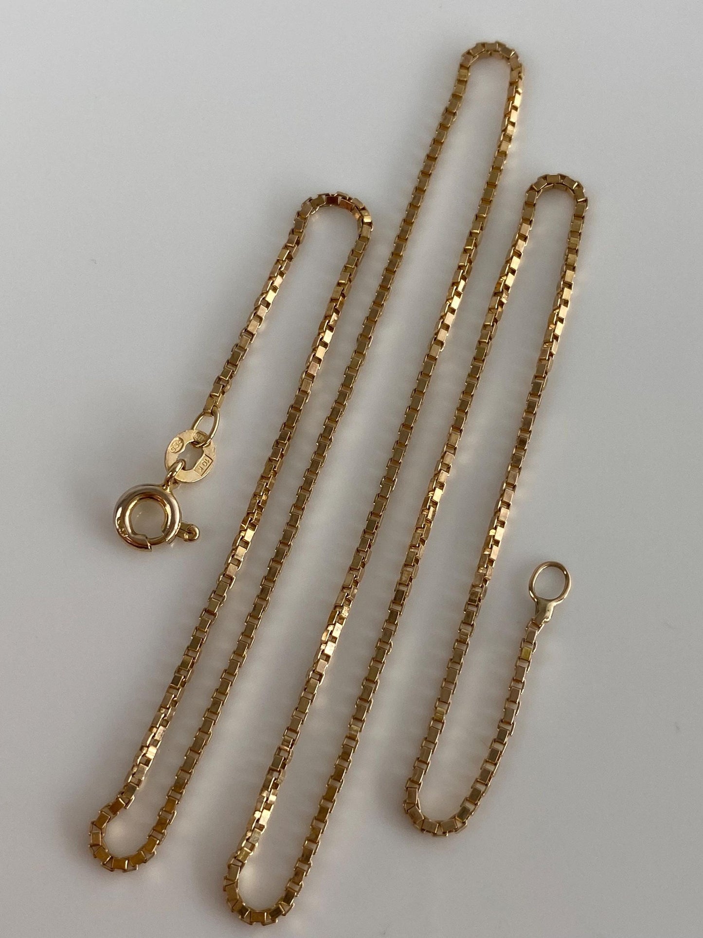 Vintage Solid 10k Yellow Gold Chunky Box Chain Necklace - 16.25 inches