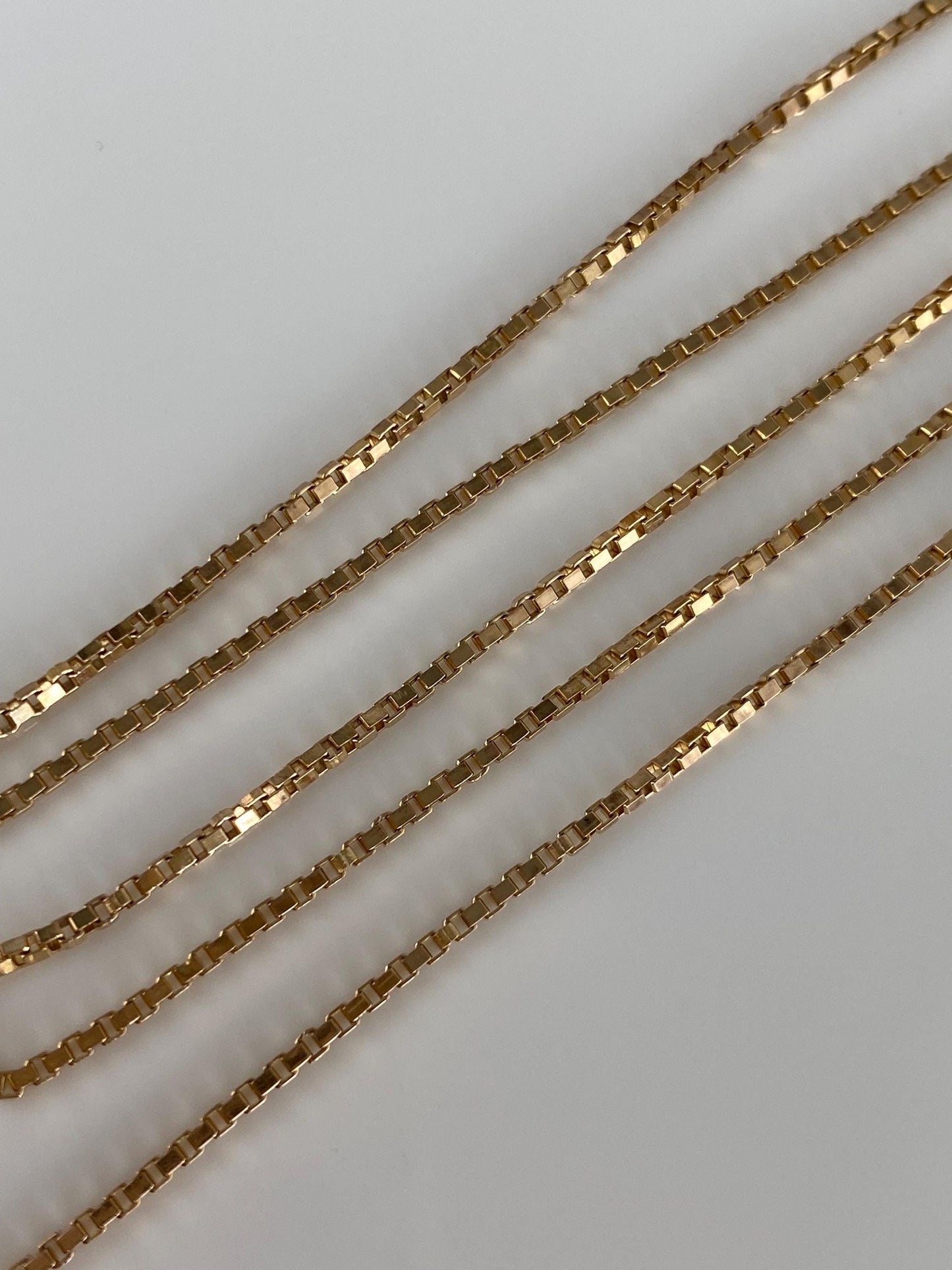 Vintage Solid 10k Yellow Gold Chunky Box Chain Necklace - 16.25 inches