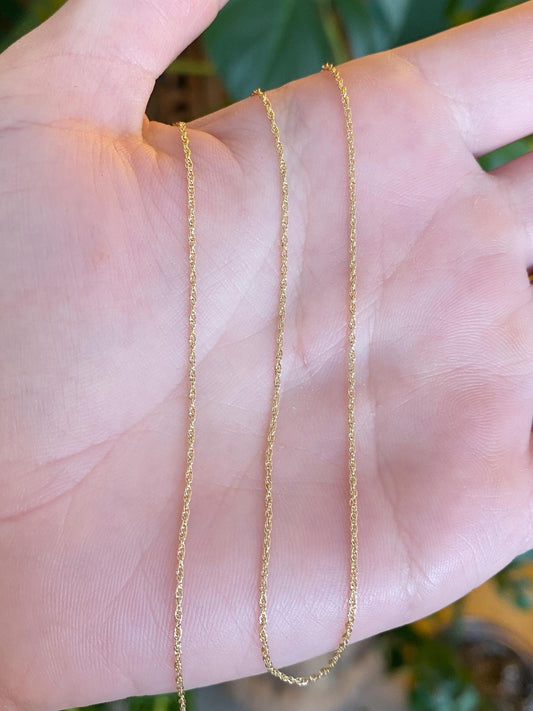 Vintage Solid 14k Yellow Gold Dainty Chain Necklace - 18 inches