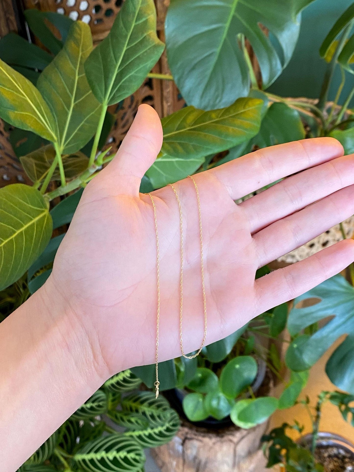 Vintage Solid 14k Yellow Gold Dainty Chain Necklace - 18 inches