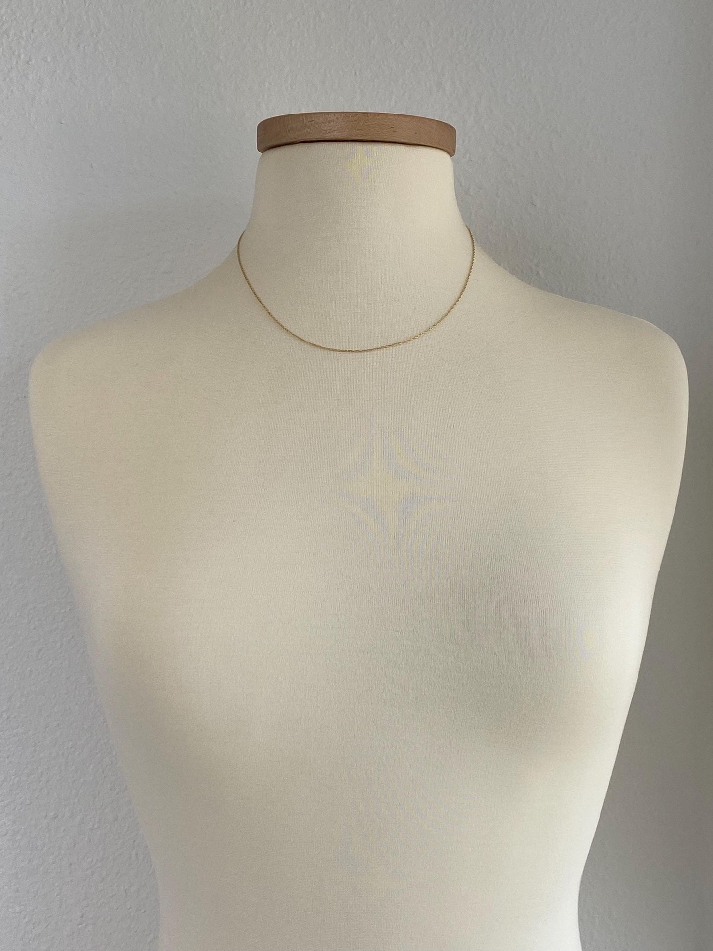 Vintage Solid 14k Yellow Gold Dainty Chain Necklace - 18 inches