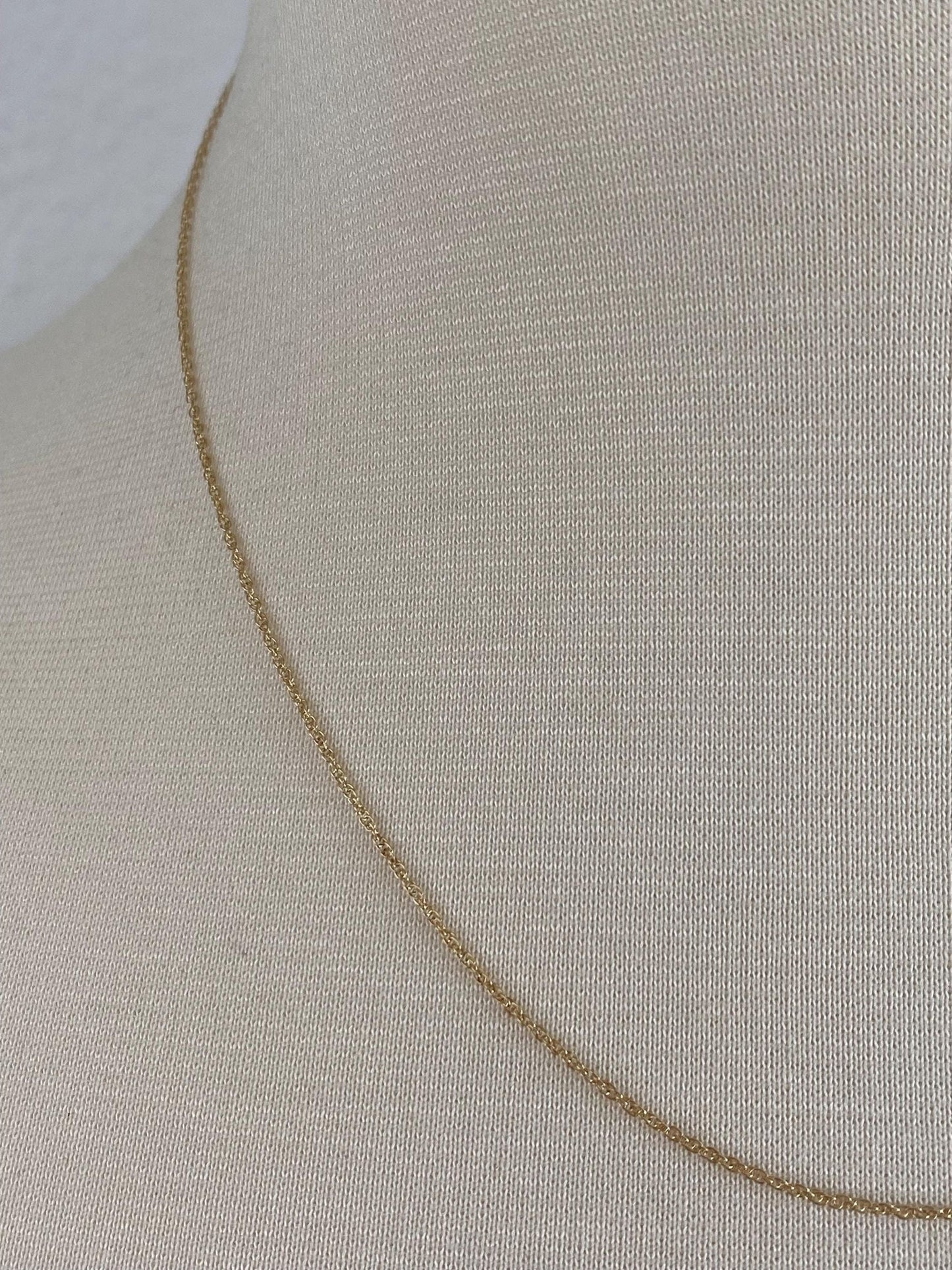 Vintage Solid 14k Yellow Gold Dainty Chain Necklace - 18 inches