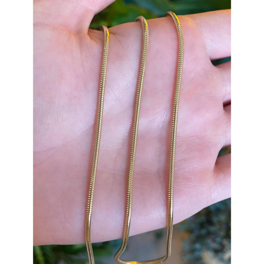 Vintage Solid 14k Yellow Gold Long Snake Chain Necklace - 24.25 inches