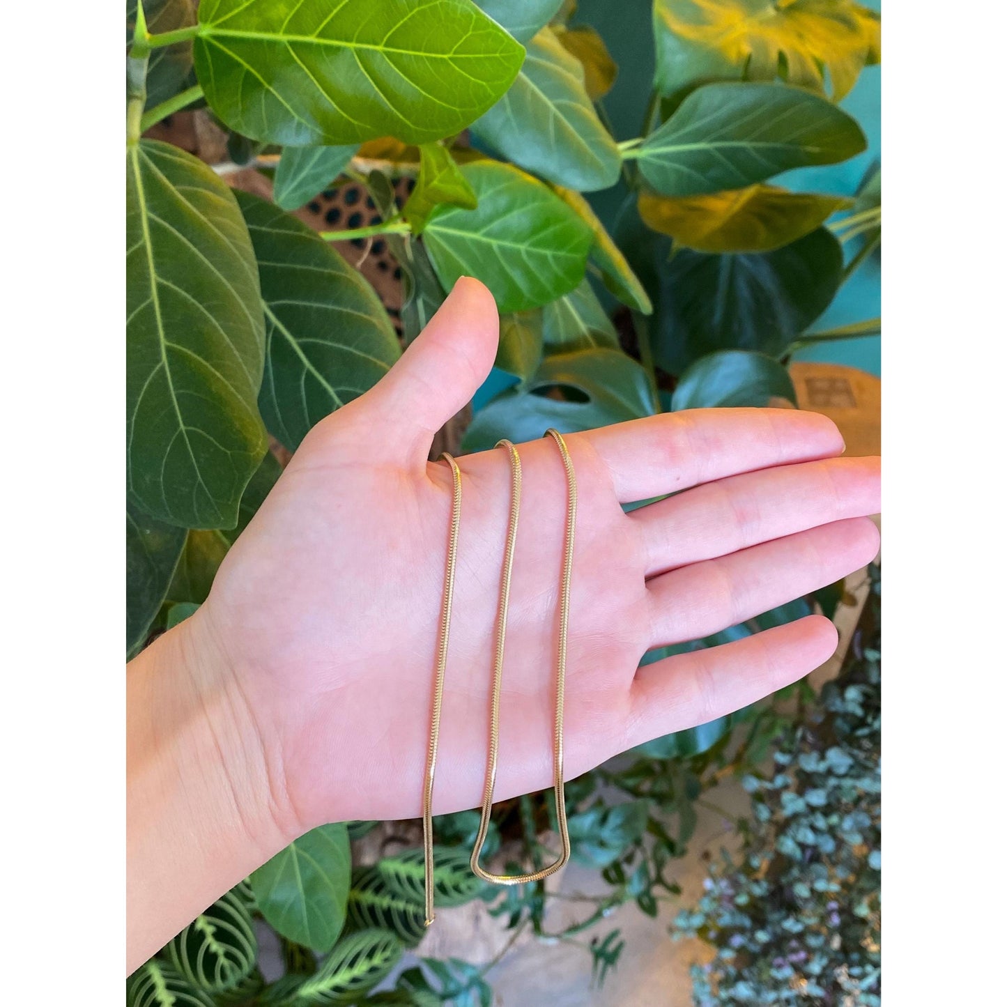 Vintage Solid 14k Yellow Gold Long Snake Chain Necklace - 24.25 inches