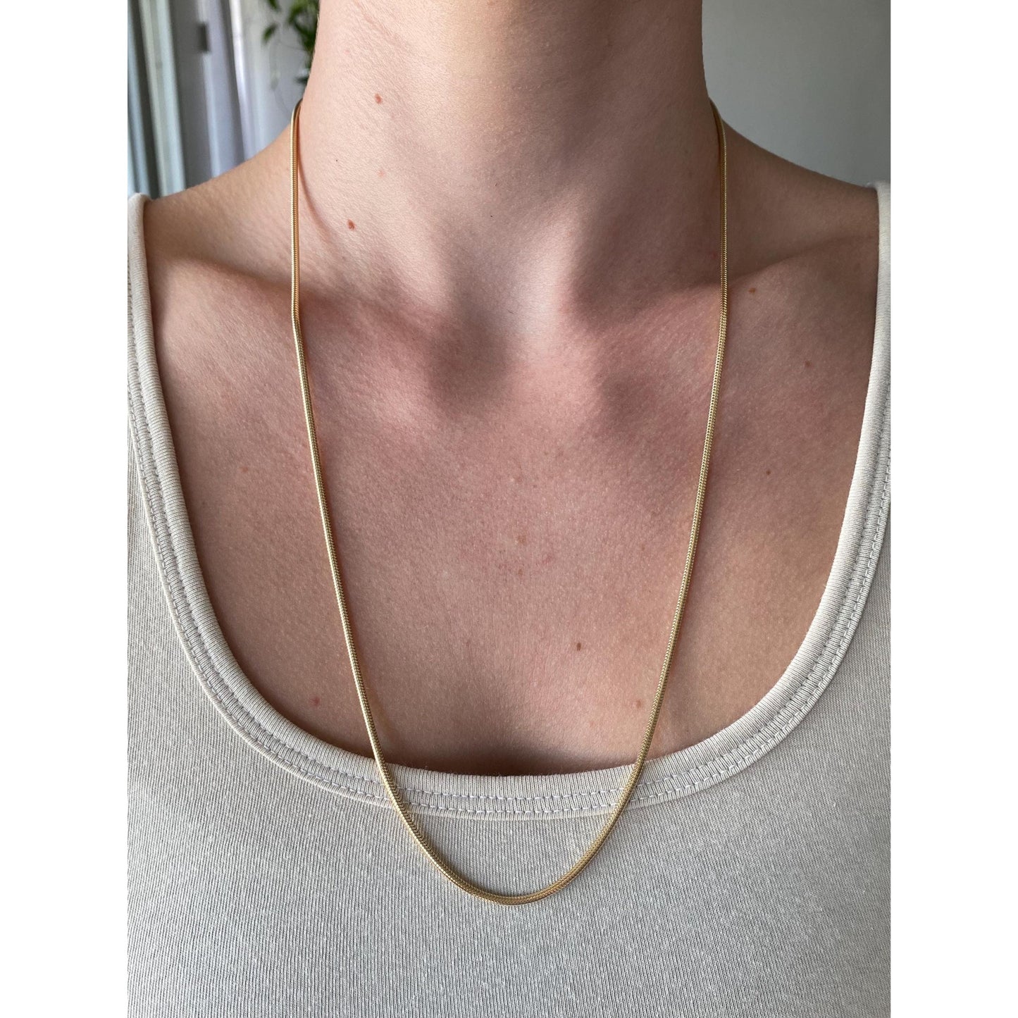 Vintage Solid 14k Yellow Gold Long Snake Chain Necklace - 24.25 inches