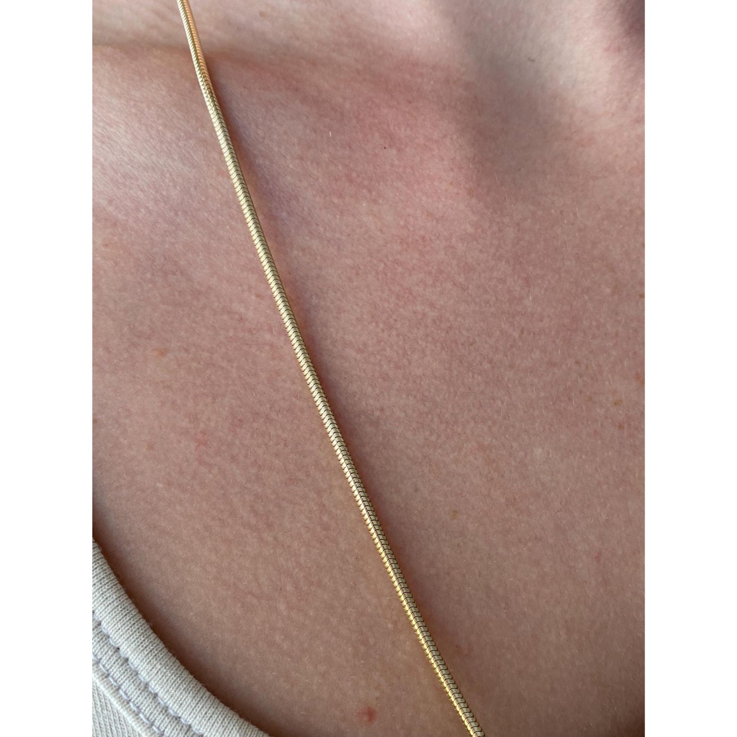 Vintage Solid 14k Yellow Gold Long Snake Chain Necklace - 24.25 inches