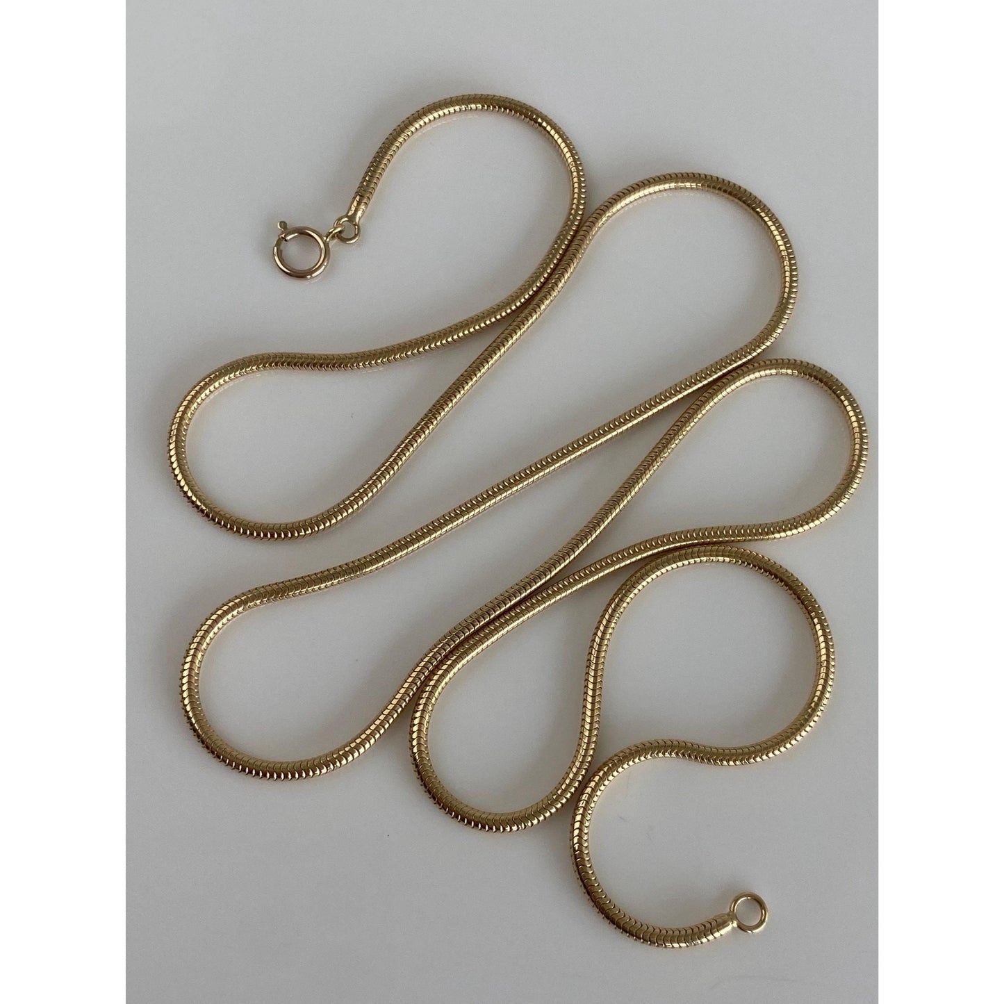 Vintage Solid 14k Yellow Gold Long Snake Chain Necklace - 24.25 inches