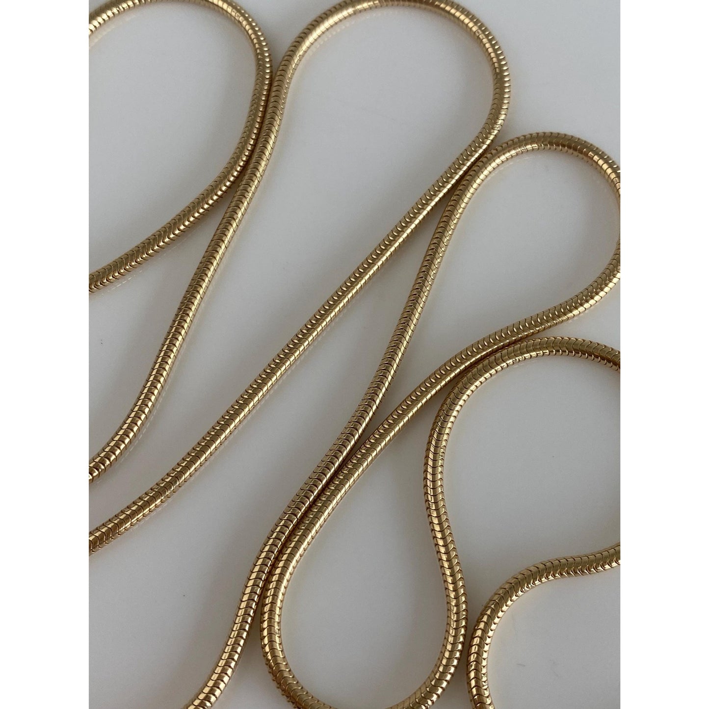 Vintage Solid 14k Yellow Gold Long Snake Chain Necklace - 24.25 inches