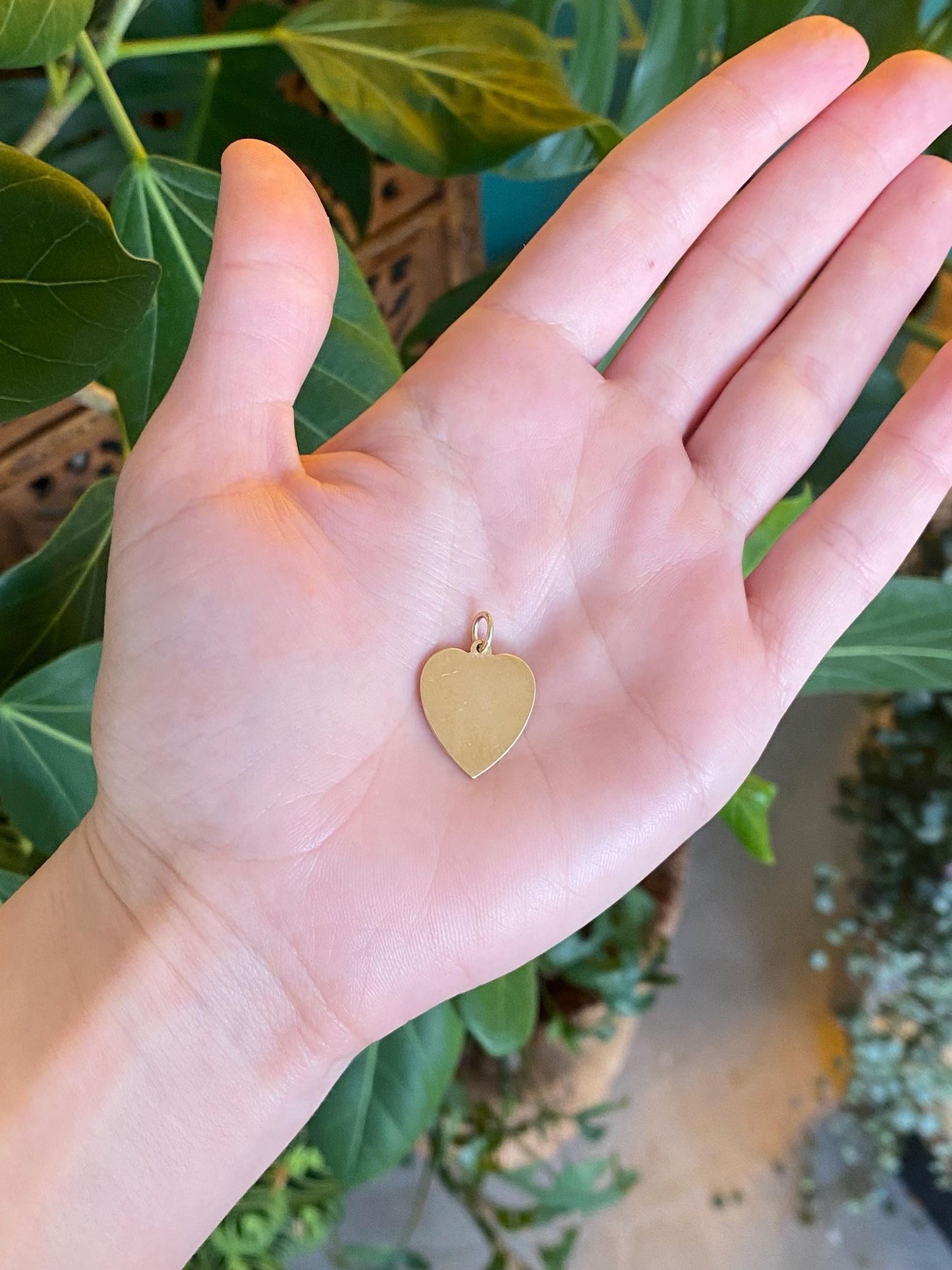 Vintage Solid 14k Yellow Gold 'Sandra Sue' Engraved Heart Charm