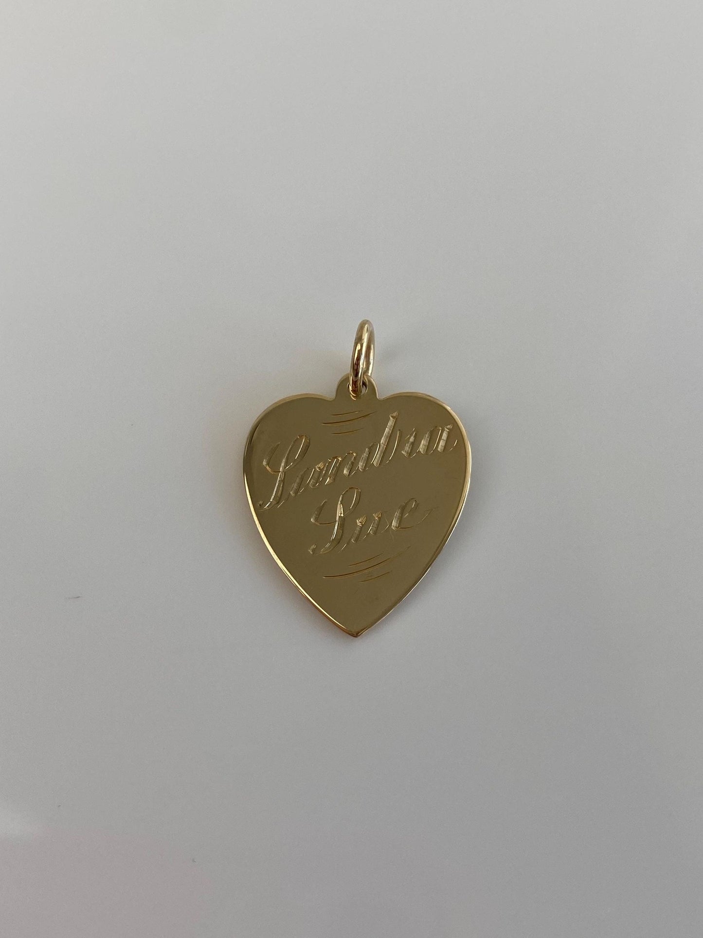 Vintage Solid 14k Yellow Gold 'Sandra Sue' Engraved Heart Charm